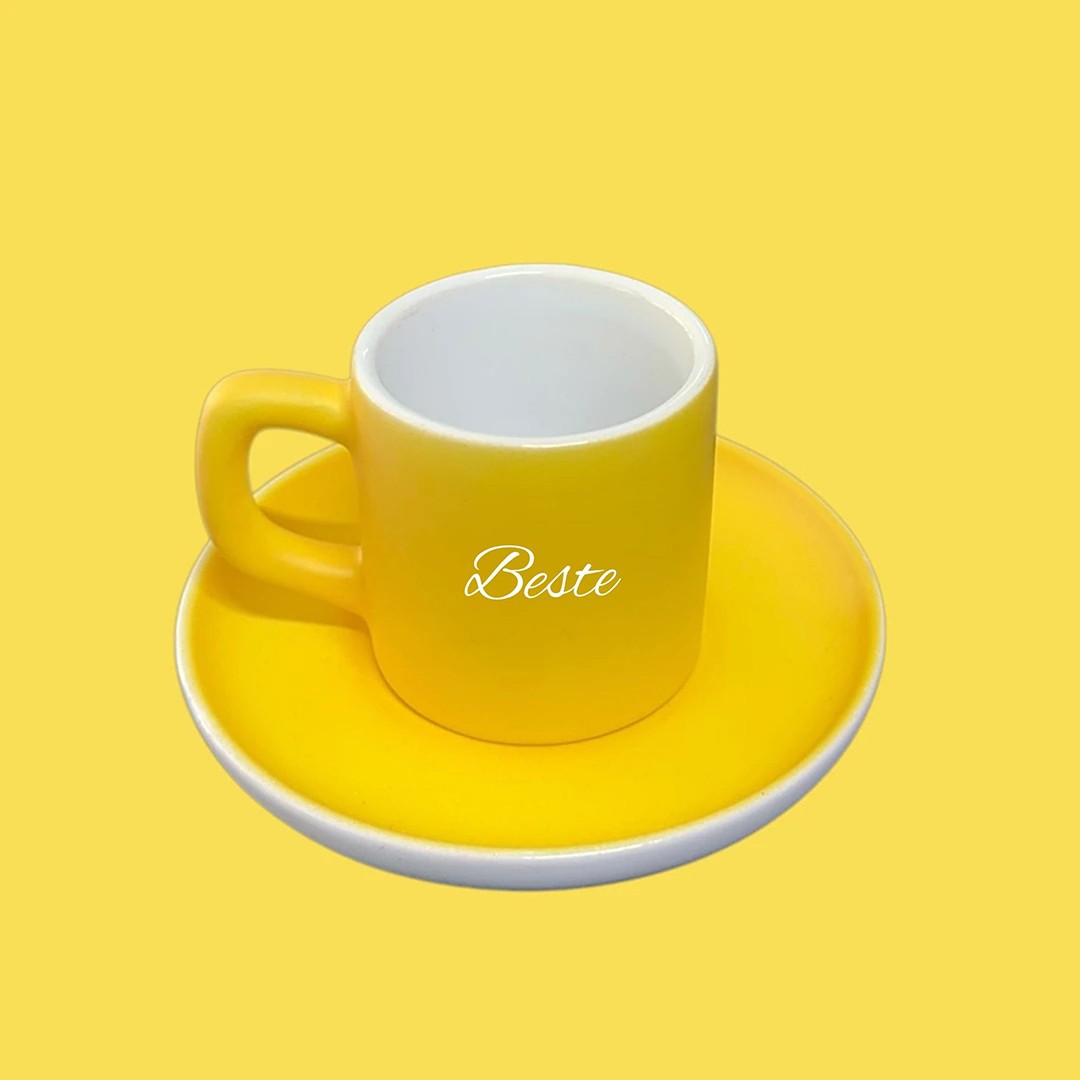 Dot Cup – Limon Sarısı Kişiye Özel Türk Kahvesi Fincanı