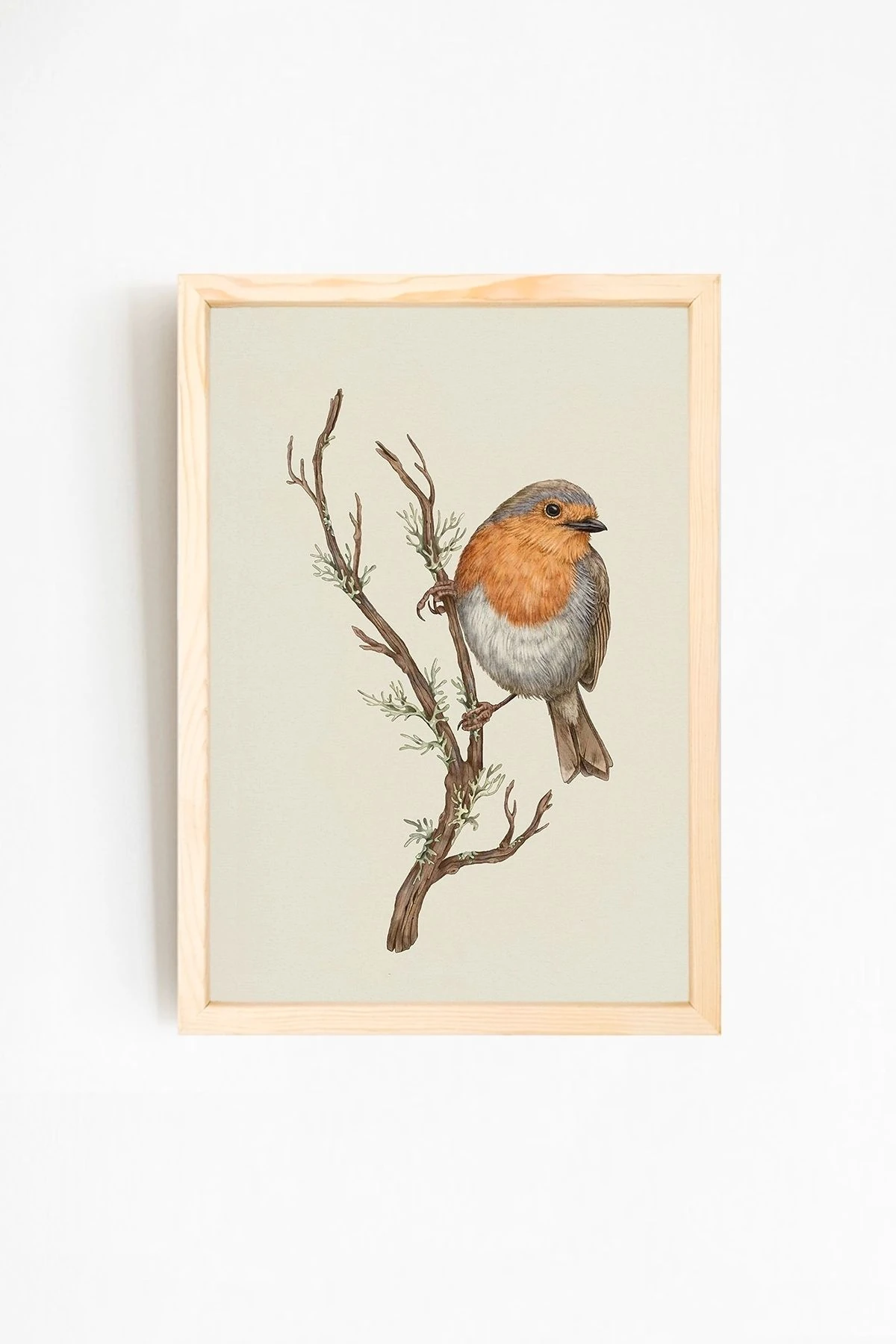 Kuş Tasarımlı Doğal Ahşap Çerçeveli Tablo 01-1