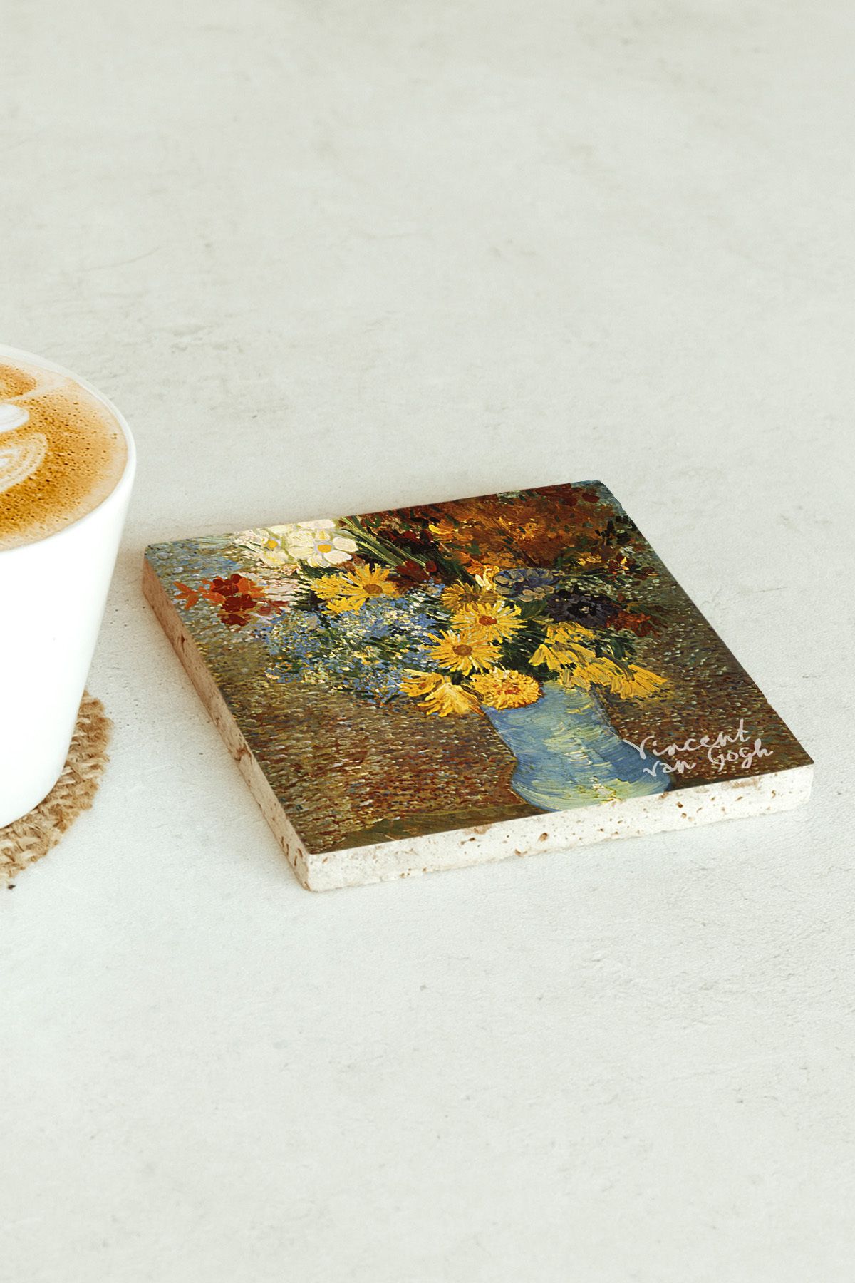 Vincent Van Gogh Serisi Tekli Taş Bardak Altlığı