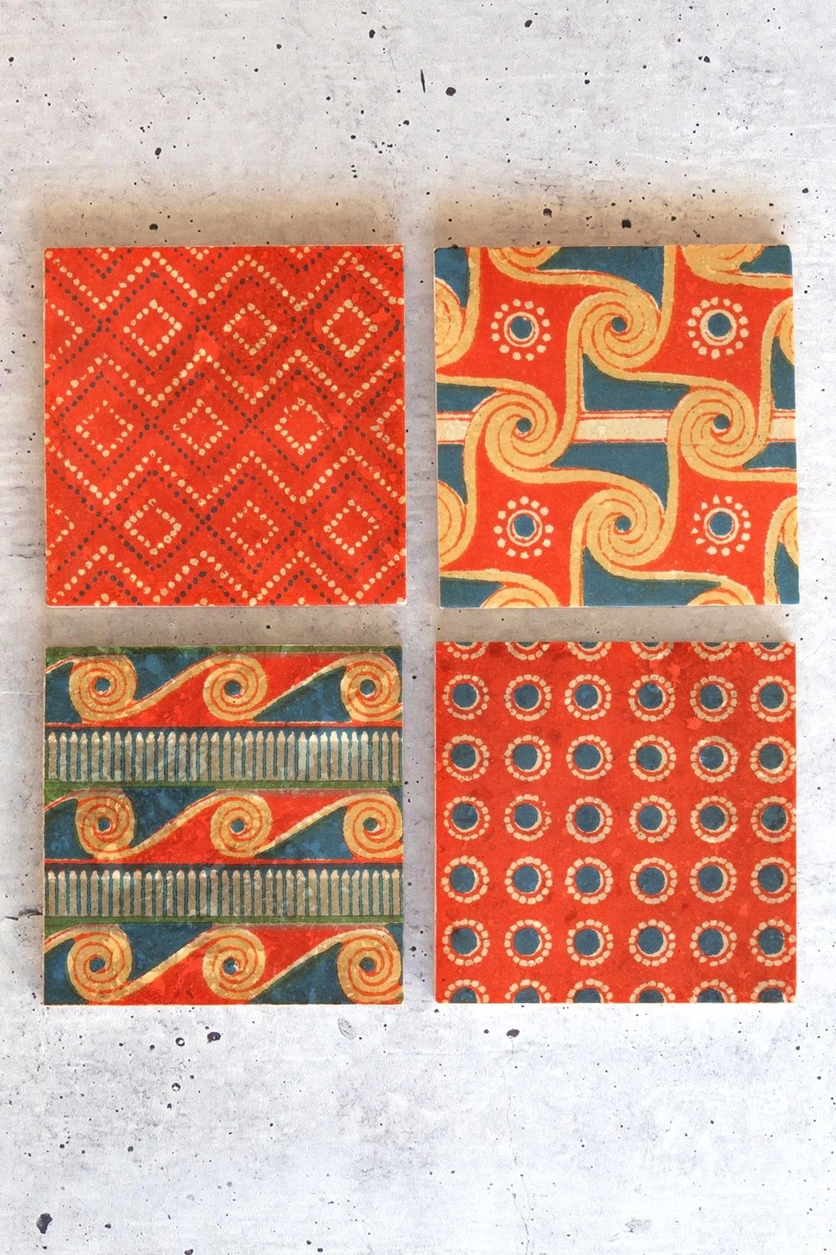 Desenler 4lü Set Taş Bardak Altlığı Desen01