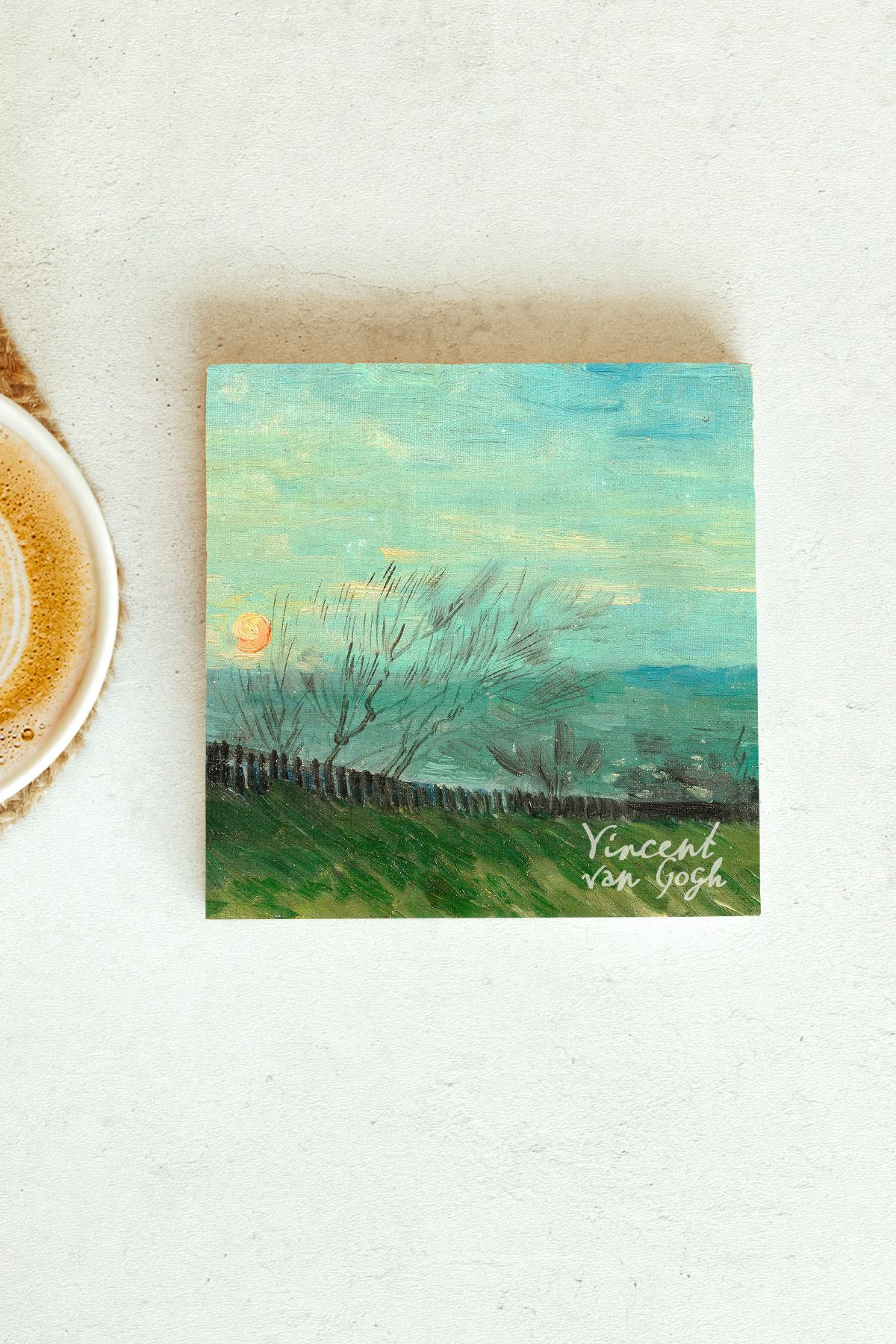 Vincent Van Gogh Serisi Tekli Taş Bardak Altlığı