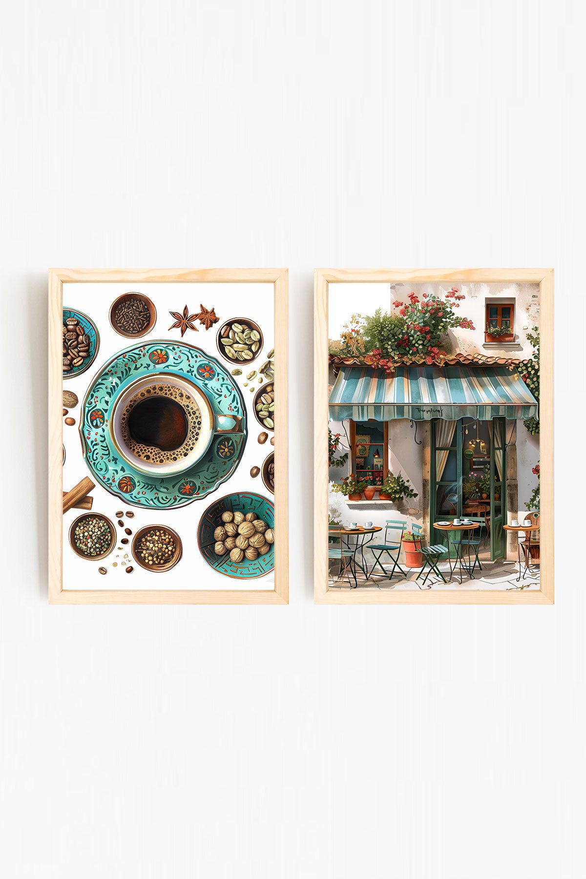 Kahve Köşesi Ahşap Çerçeveli Tablo Seri 4