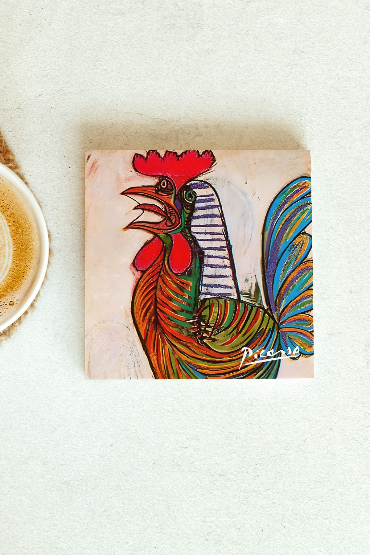 Picasso Serisi Tekli Taş Bardak Altlığı