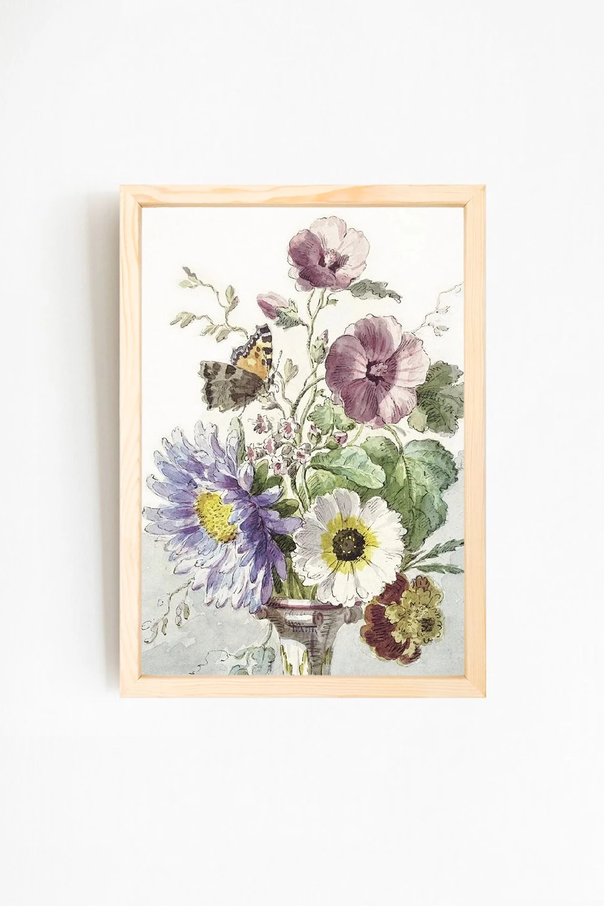 Çiçek Tasarımlı Doğal Ahşap Tablo