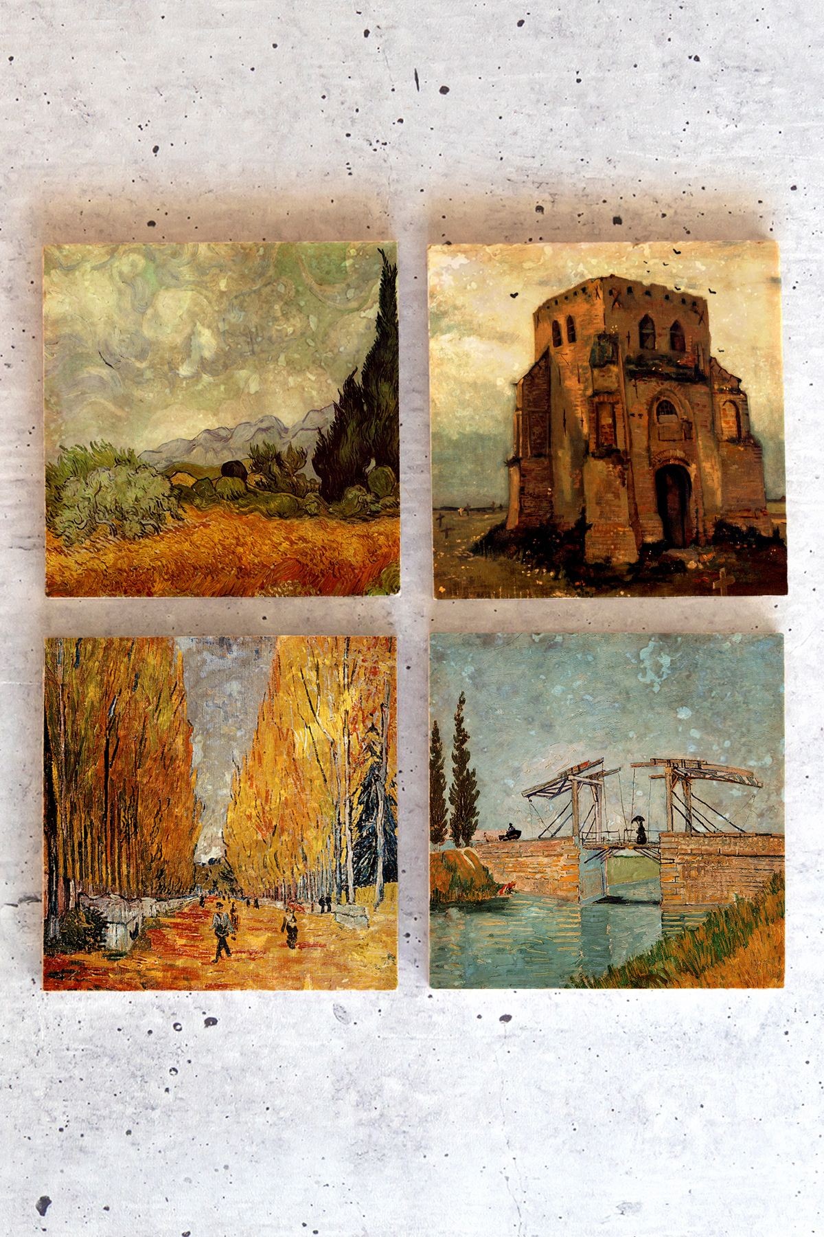 Vincent Van Gogh 4lü Set Taş Bardak Altlığı VanGogh01