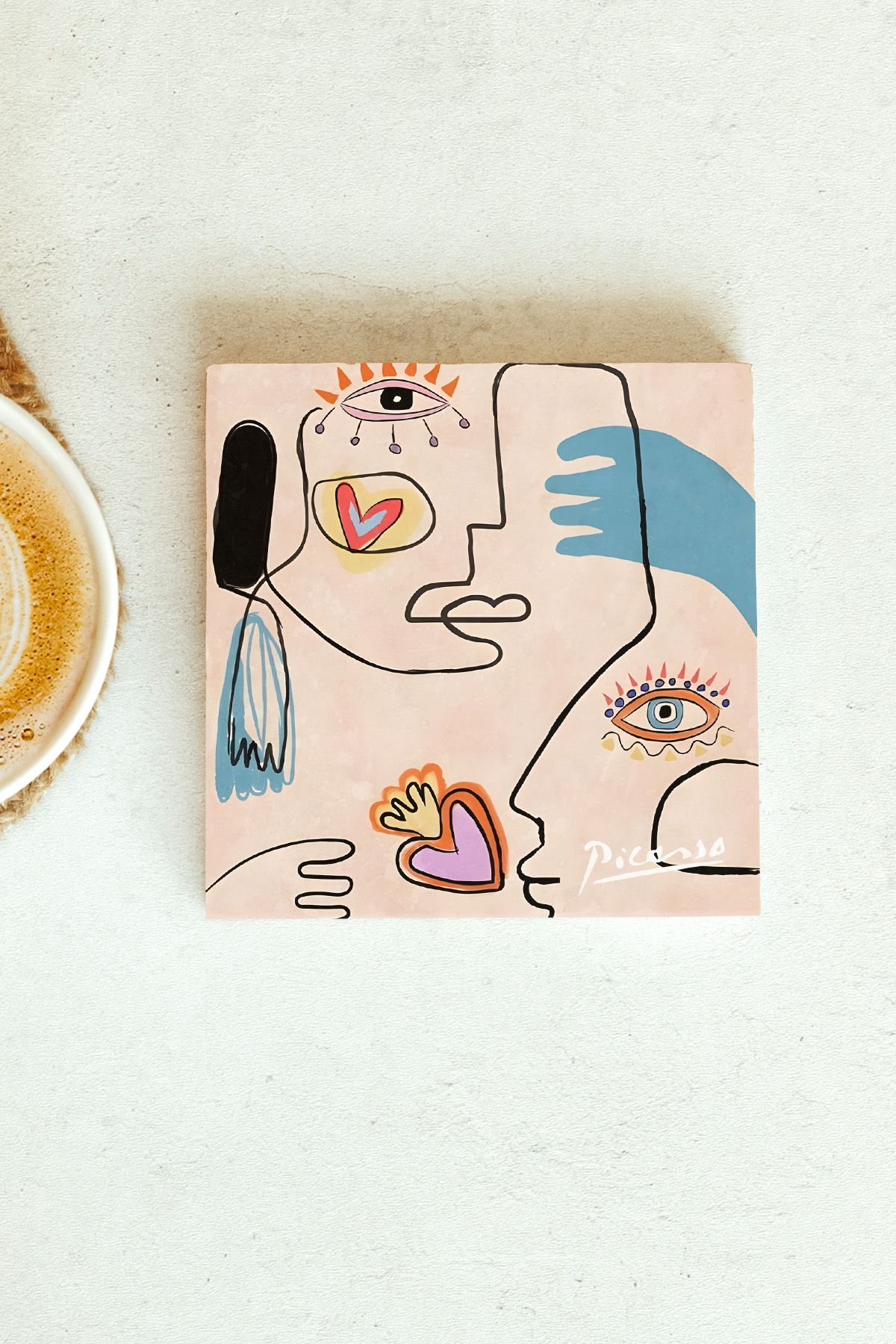 Picasso Serisi Tekli Taş Bardak Altlığı