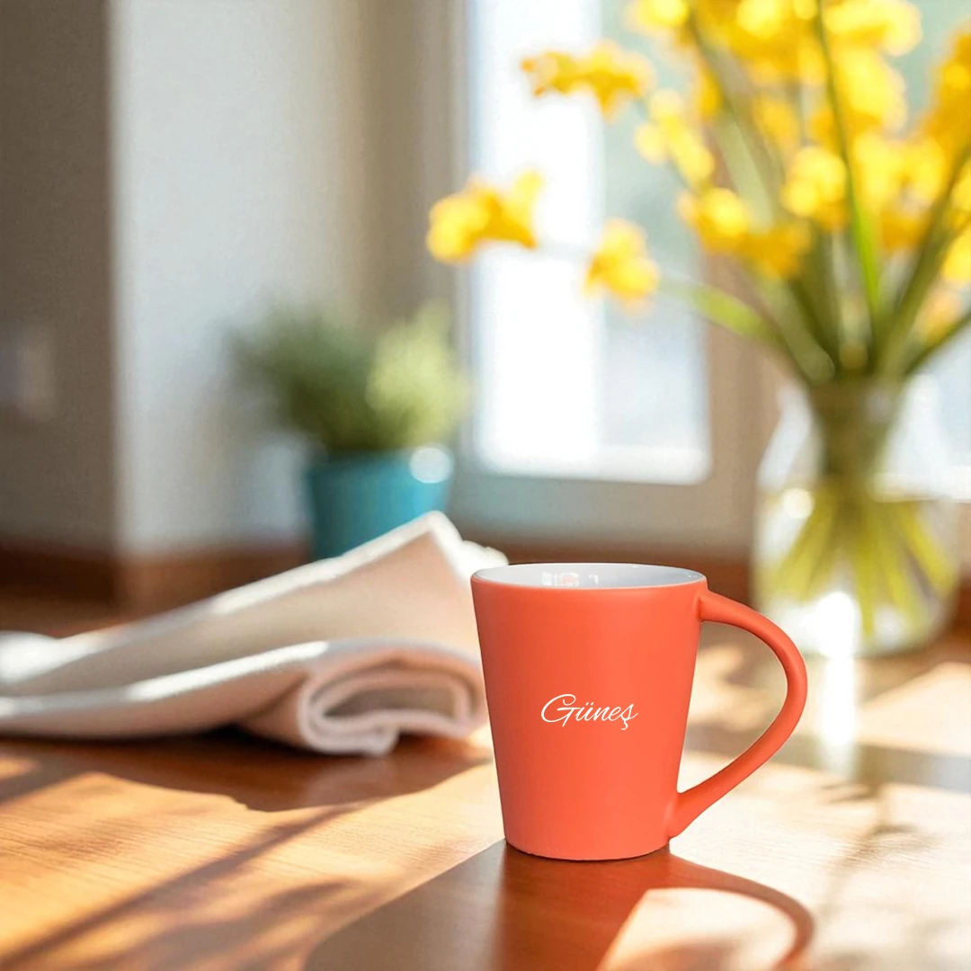 Flow Mug – Gündoğumu Turuncusu Kişiye Özel Seramik Kupa
