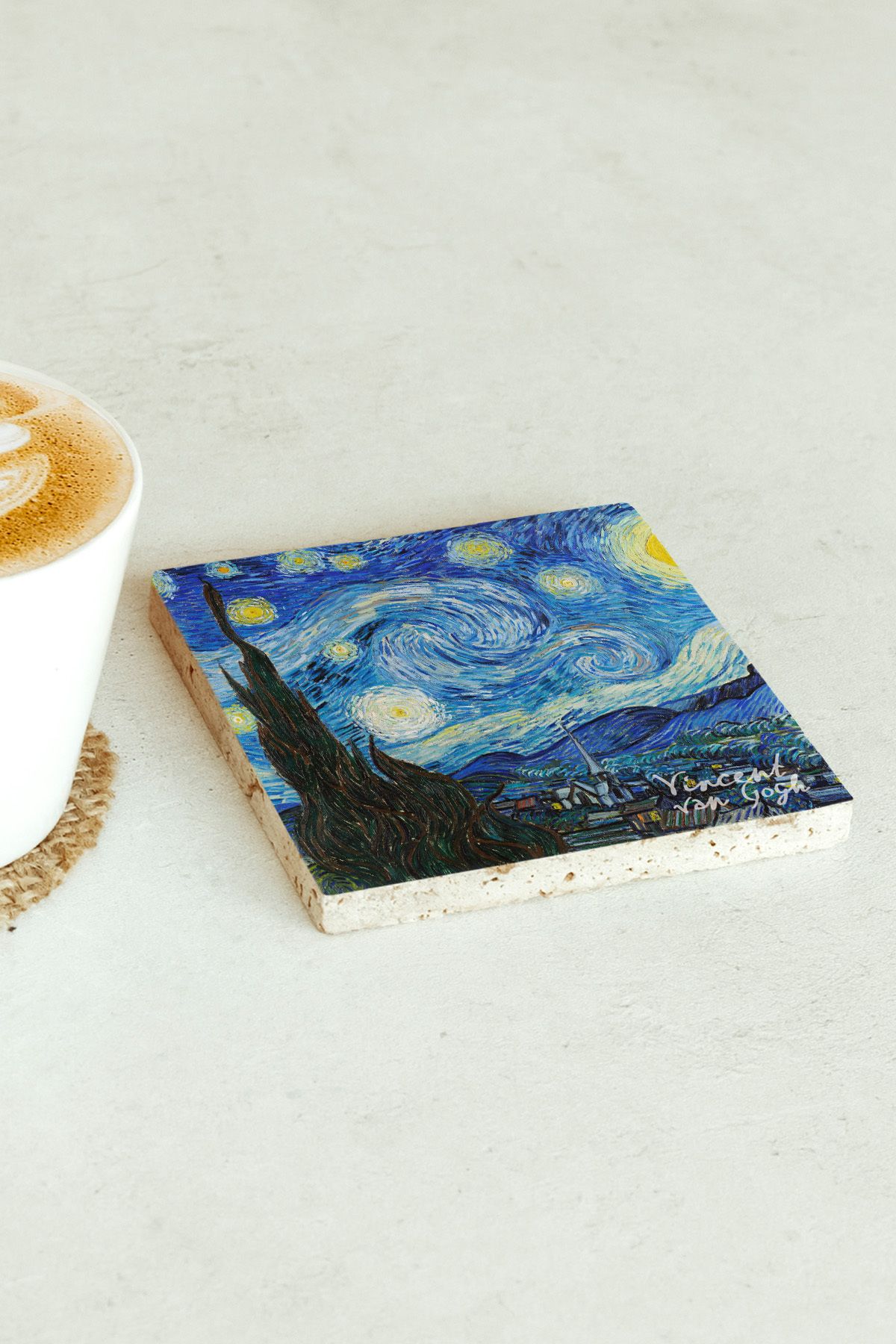 Vincent Van Gogh Serisi Tekli Taş Bardak Altlığı