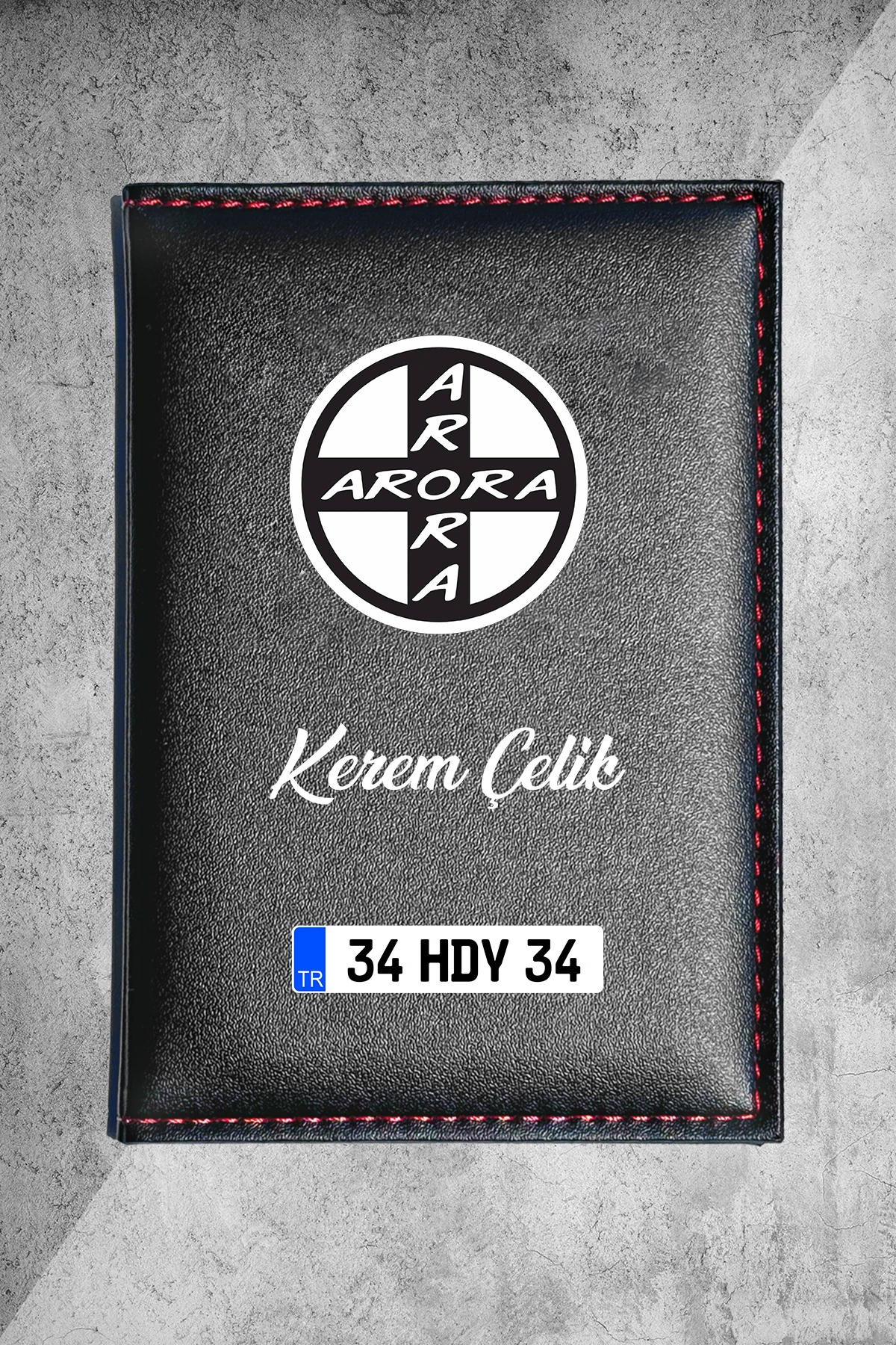Kişiye Özel Arora Logolu Termo Deri Ruhsat Kabı