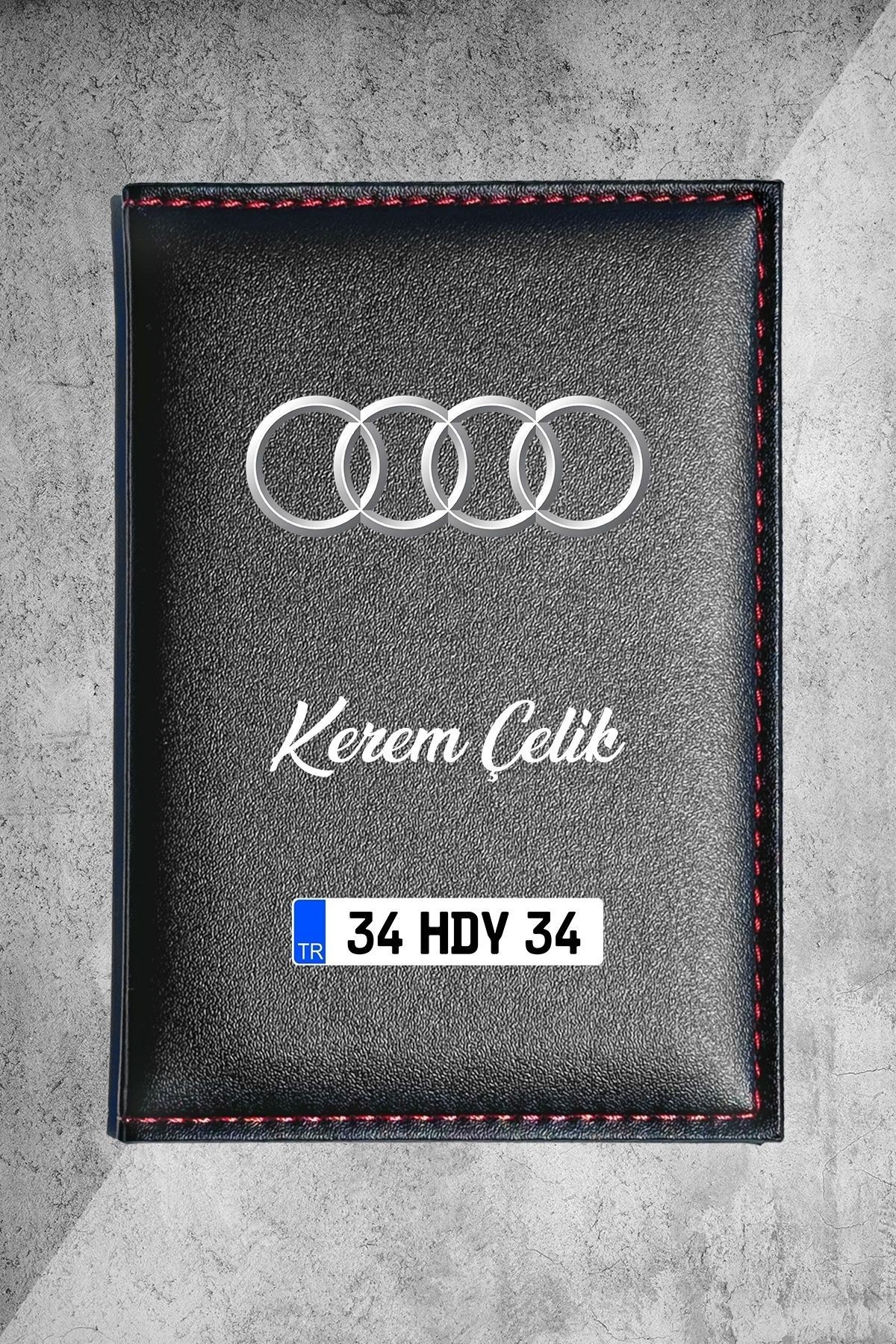 Kişiye Özel Audi Logolu Termo Deri Ruhsat Kabı