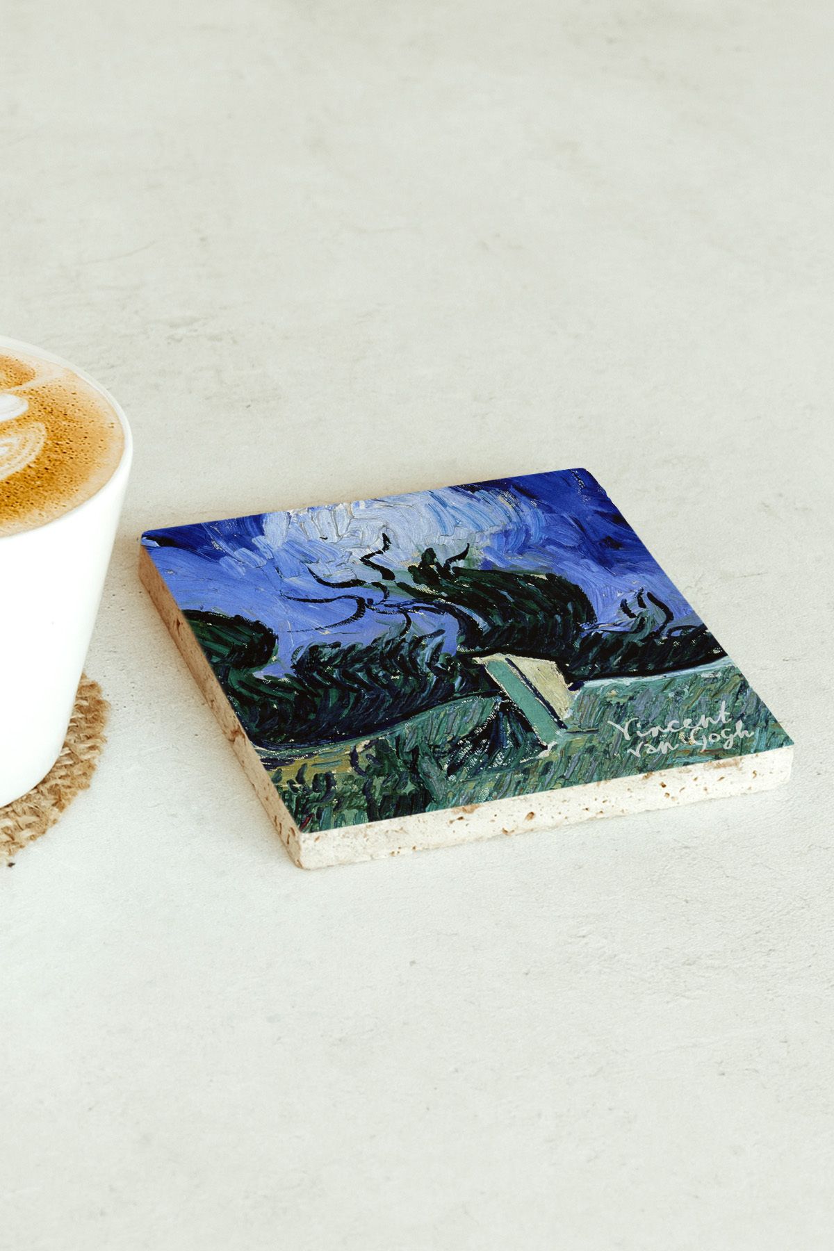 Vincent Van Gogh Serisi Tekli Taş Bardak Altlığı