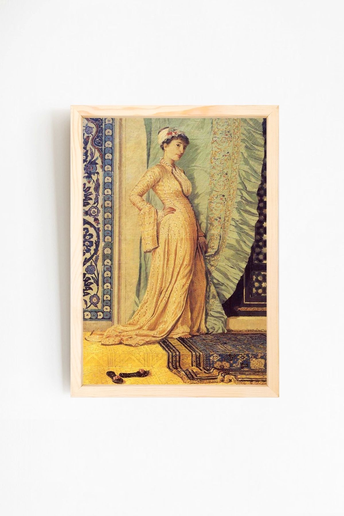 Osman Hamdi Bey - Genç Kız Doğal Ahşap Çerçeveli Tablo 02-4