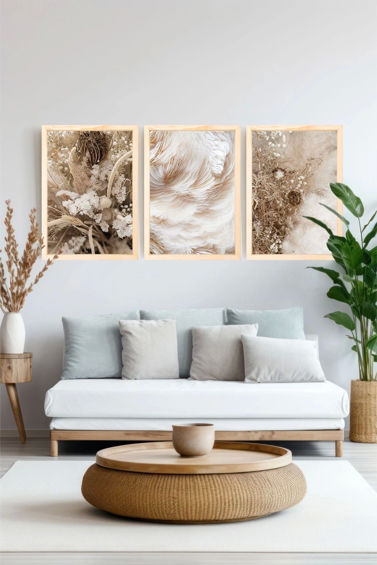 Soyut Doğal Ahşap Çerçeveli Tablo