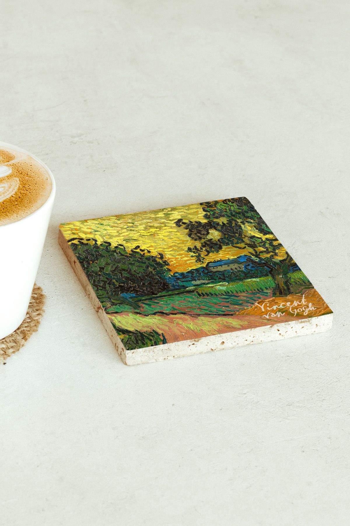 Vincent Van Gogh Serisi Tekli Taş Bardak Altlığı