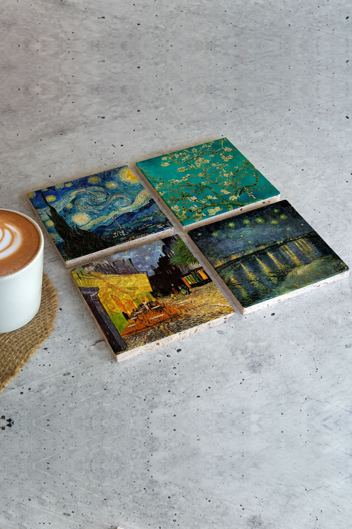 Vincent Van Gogh 4lü Set Taş Bardak Altlığı VanGogh01