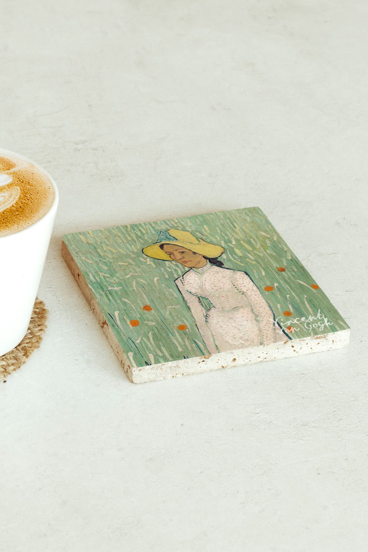 Vincent Van Gogh Serisi Tekli Taş Bardak Altlığı