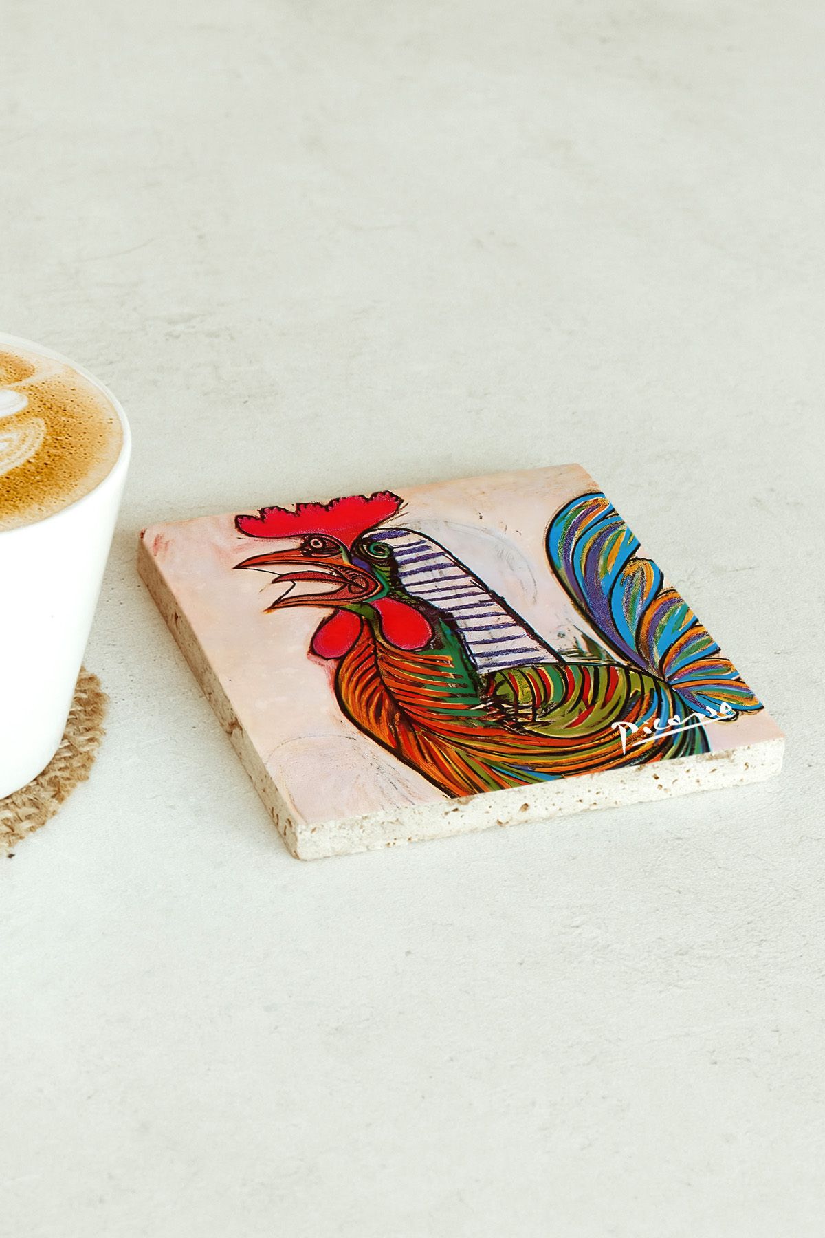 Picasso Serisi Tekli Taş Bardak Altlığı