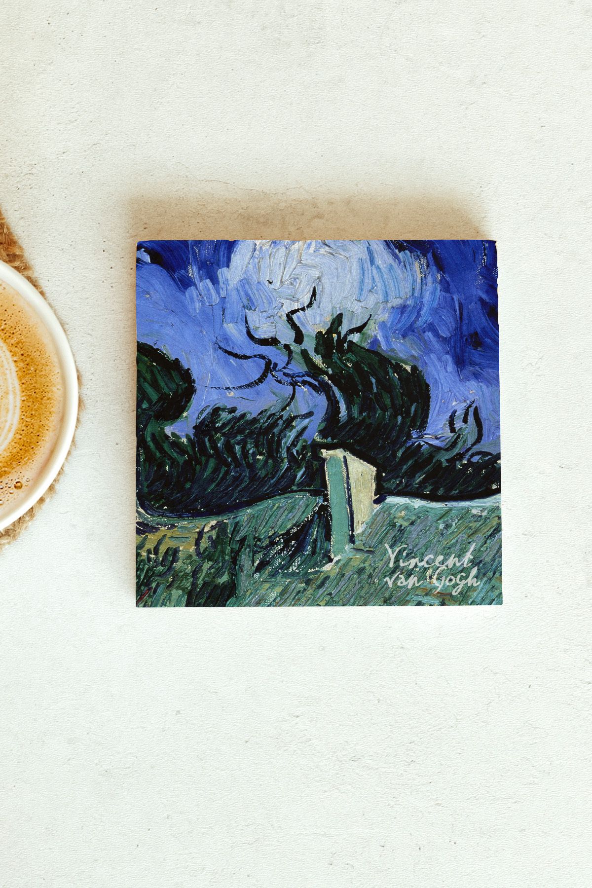 Vincent Van Gogh Serisi Tekli Taş Bardak Altlığı