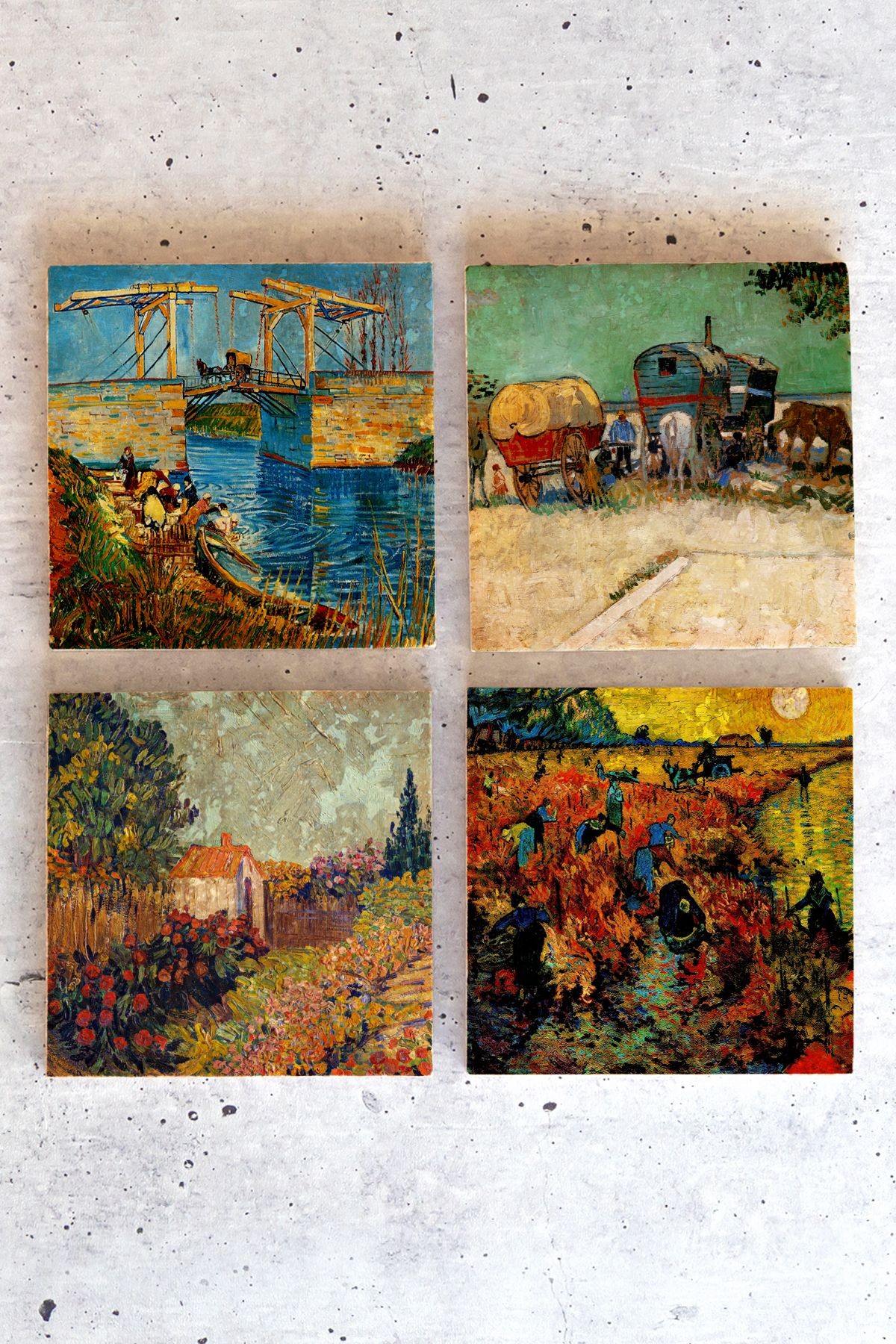 Vincent Van Gogh 4lü Set Taş Bardak Altlığı VanGogh01