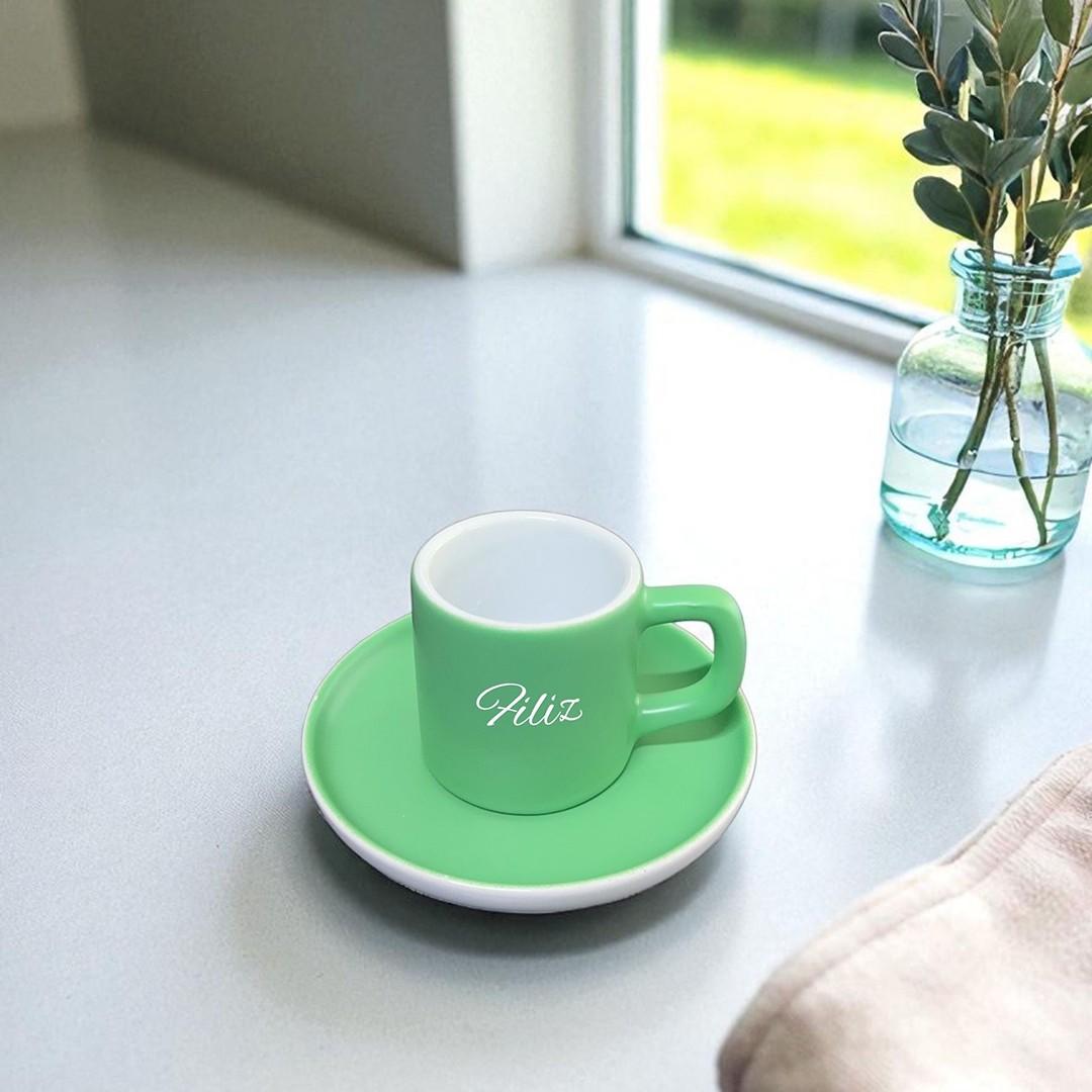 Dot Cup – Nane Yeşili Kişiye Özel Türk Kahvesi Fincanı
