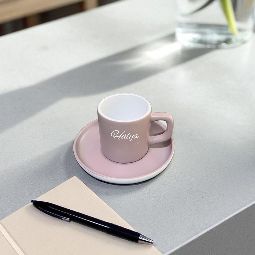 Dot Cup – Pastel Bej Kişiye Özel Türk Kahvesi Fincanı