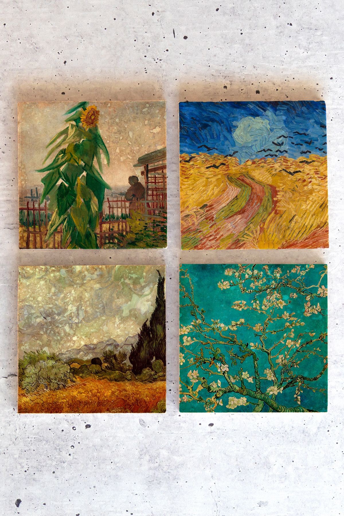 Vincent Van Gogh 4lü Set Taş Bardak Altlığı VanGogh01