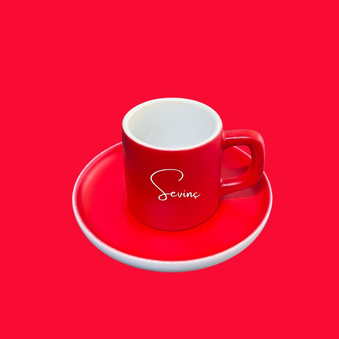 Dot Cup – Ateş Kırmızısı Kişiye Özel Türk Kahvesi Fincanı