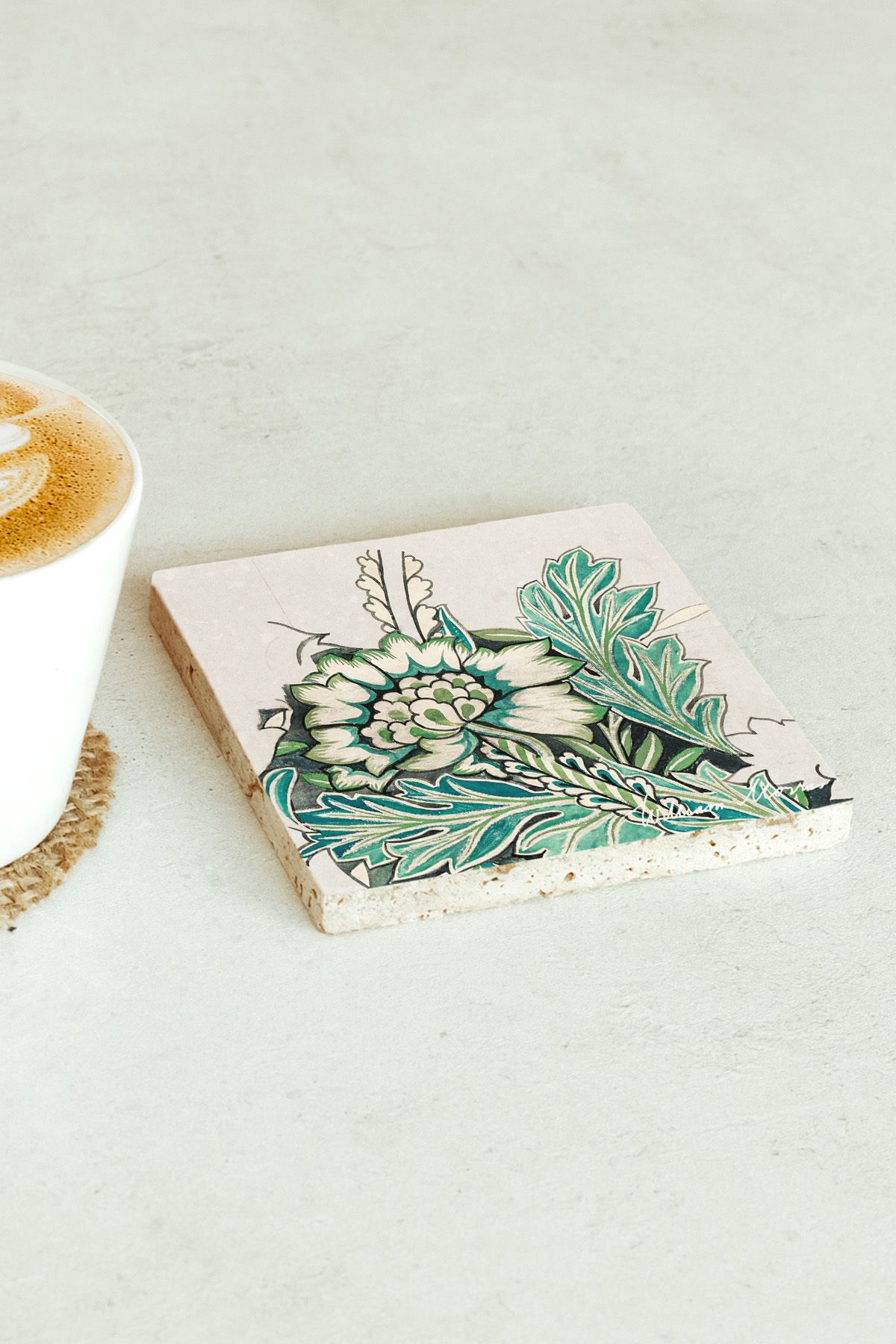 William Morris Serisi Tekli Taş Bardak Altlığı