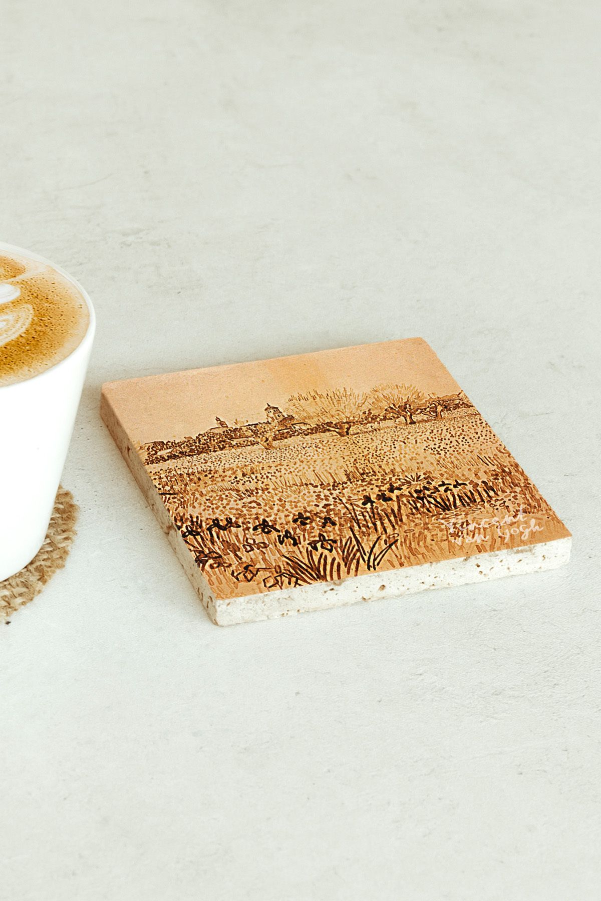 Vincent Van Gogh Serisi Tekli Taş Bardak Altlığı