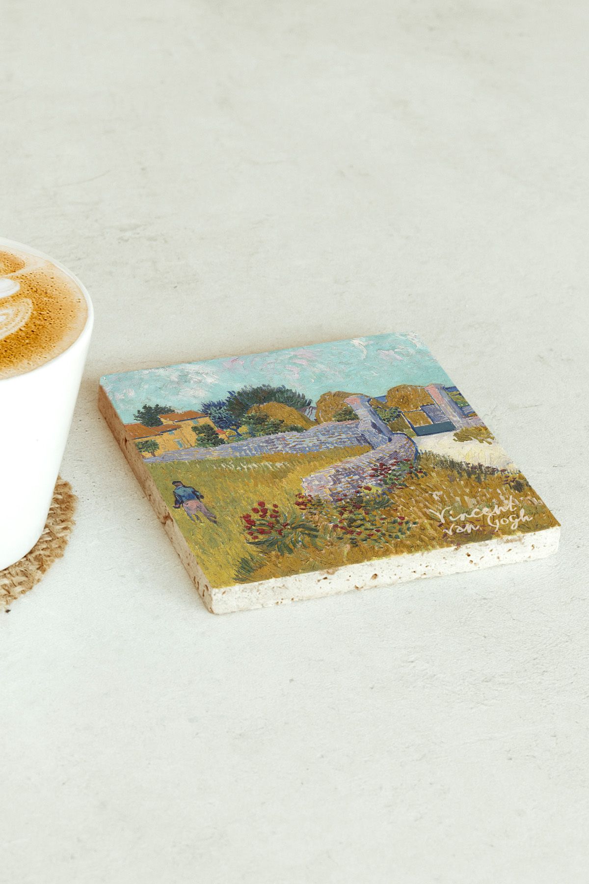 Vincent Van Gogh Serisi Tekli Taş Bardak Altlığı