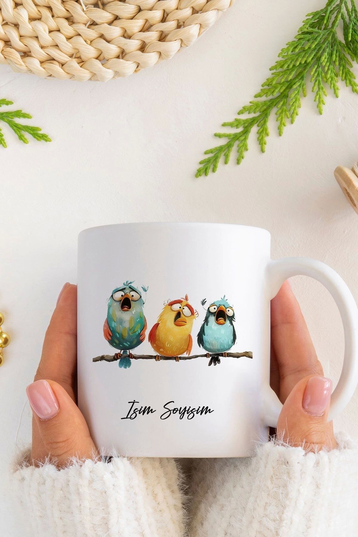 Kişiye Özel Kuş Tasarımlı Kupa Bardak