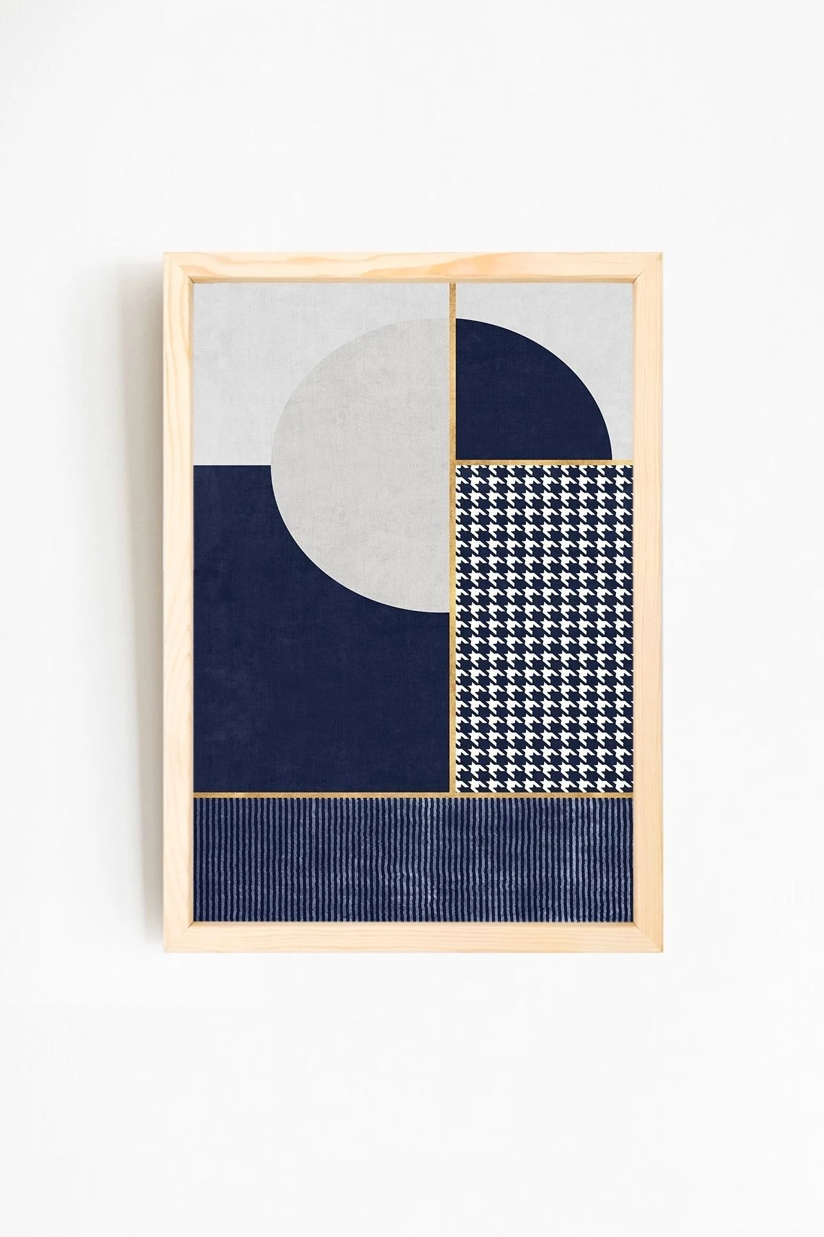 Modern Soyut Tasarım Doğal Ahşap Çerçeveli Tablo 28-1