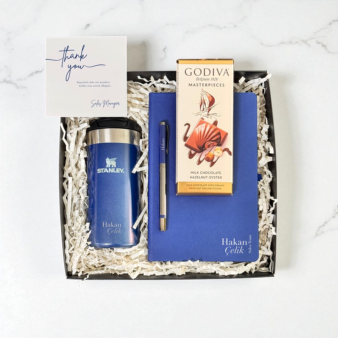 Corporate Blue – Premium Termos ve Defter Seti