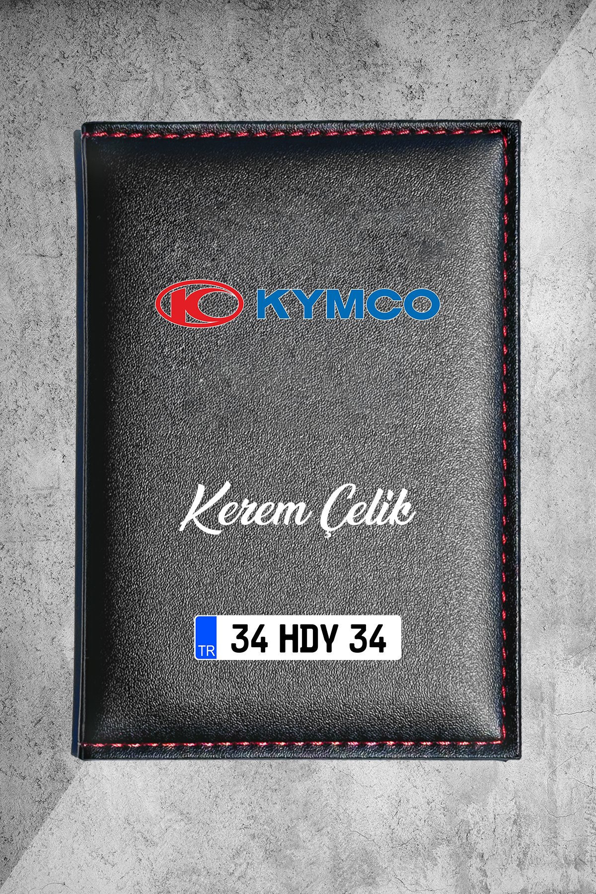 Kişiye Özel Kymco Logolu Termo Deri Ruhsat Kabı