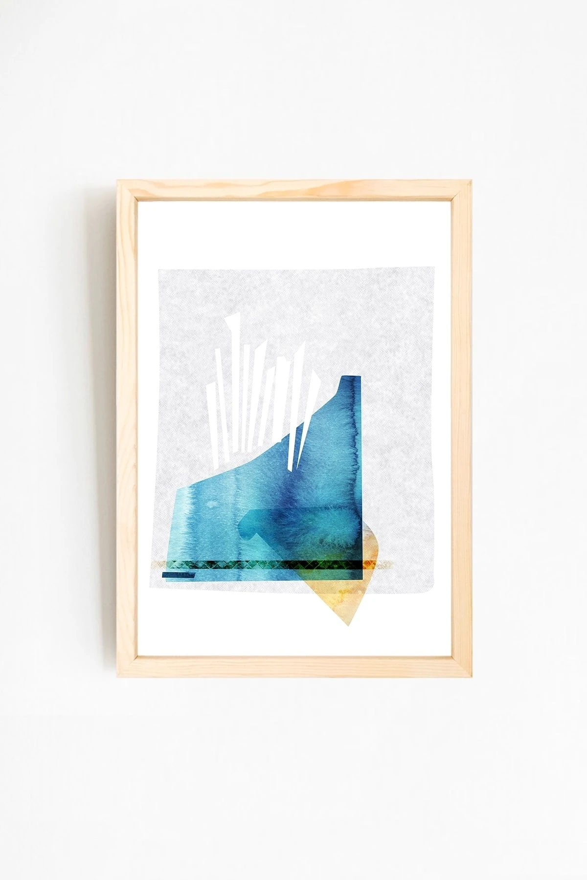 Modern Soyut Tasarım Doğal Ahşap Çerçeveli Tablo 42-1