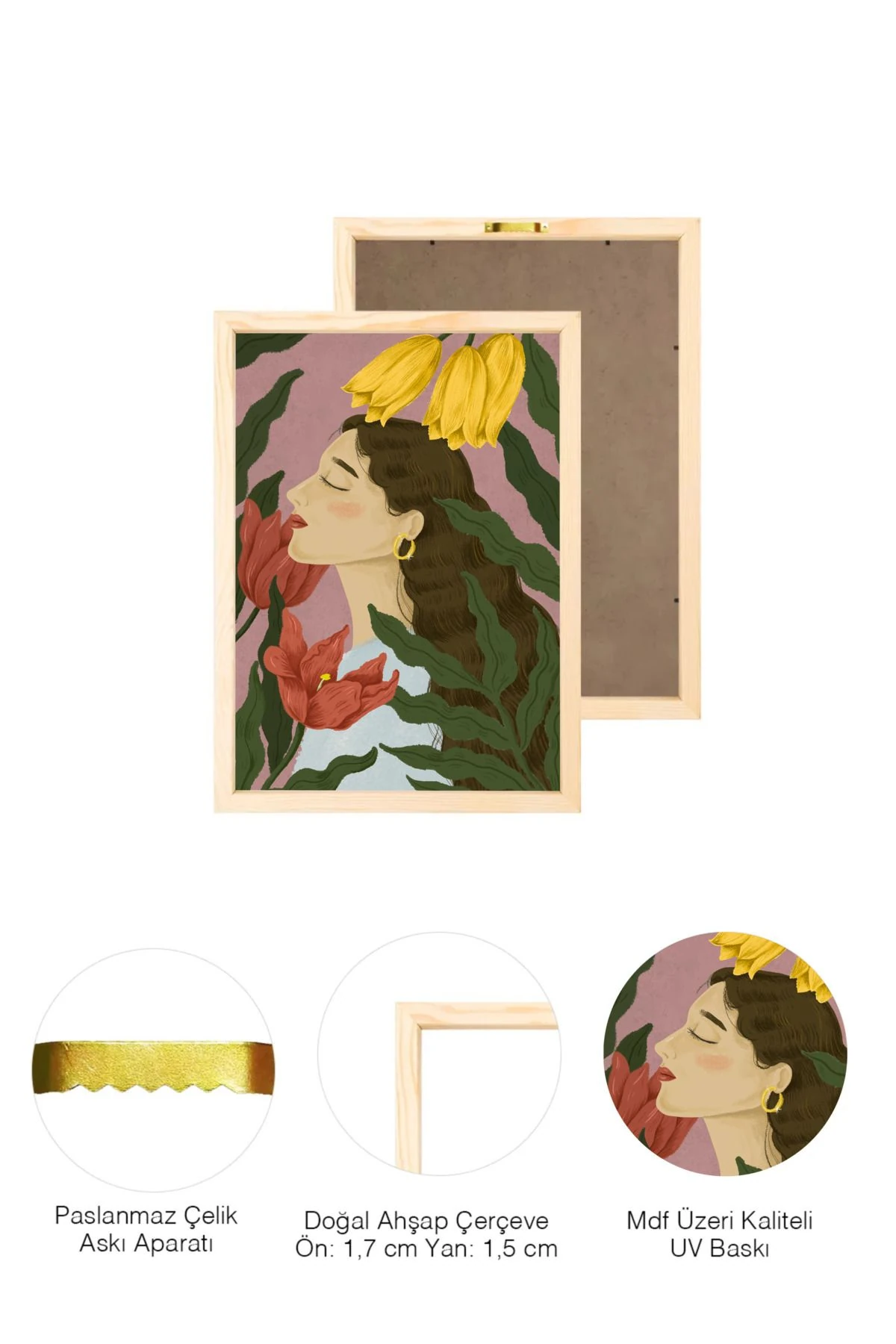 Modern Soyut Tasarım Doğal Ahşap Çerçeveli Tablo 27-1