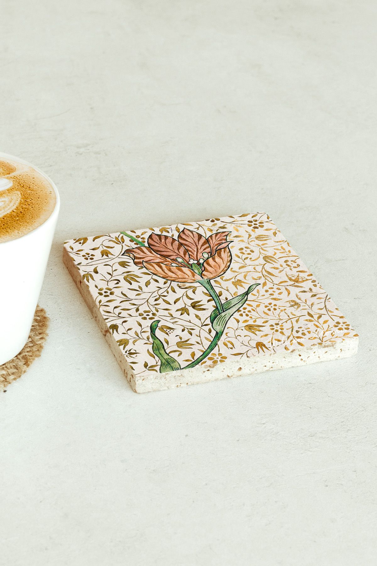William Morris Serisi Tekli Taş Bardak Altlığı