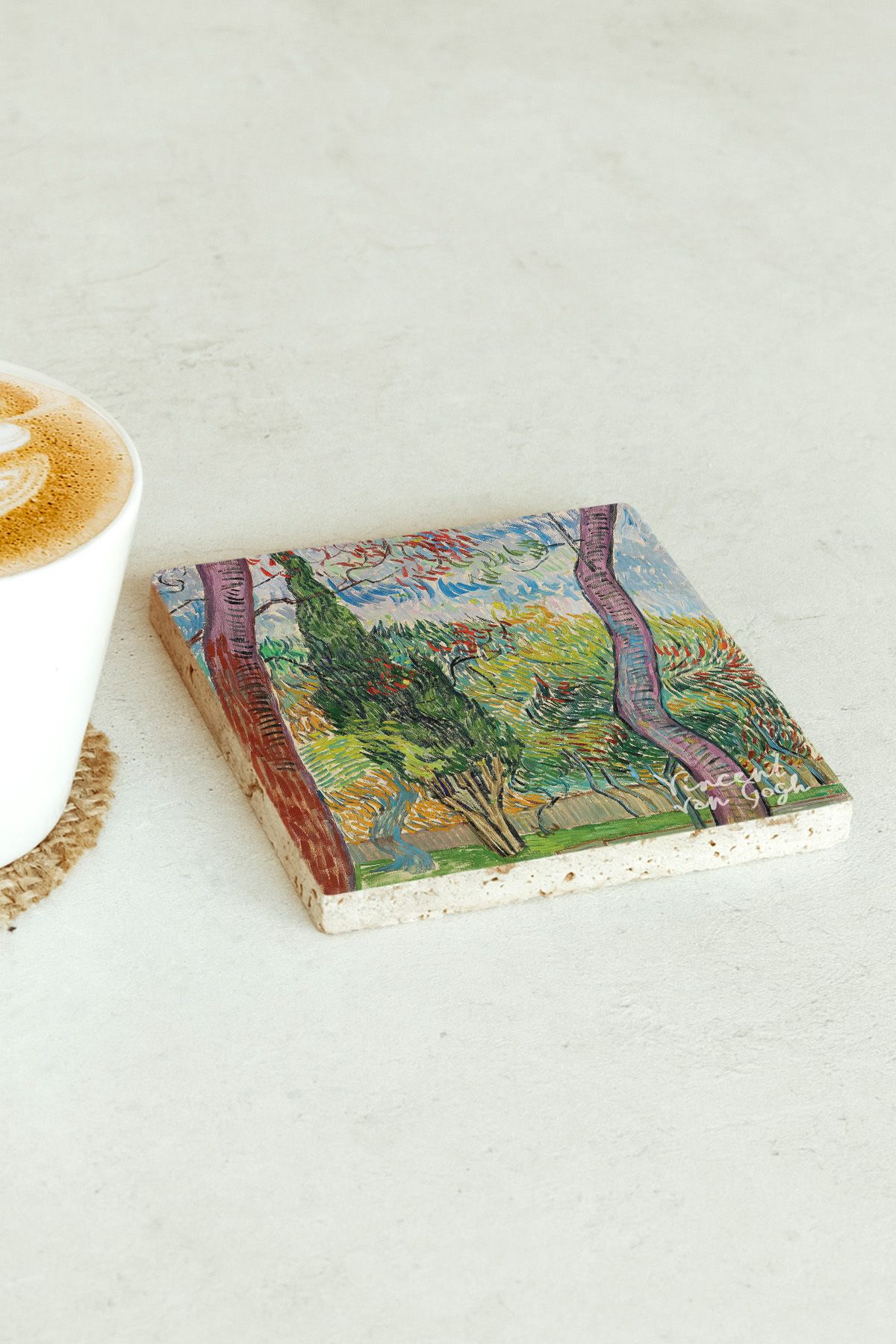 Vincent Van Gogh Serisi Tekli Taş Bardak Altlığı
