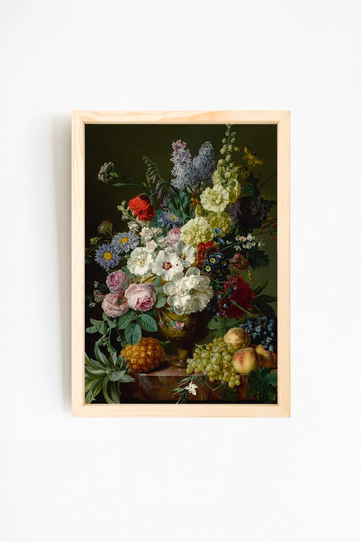 Çiçek Tasarımlı Doğal Ahşap Tablo Seri 4