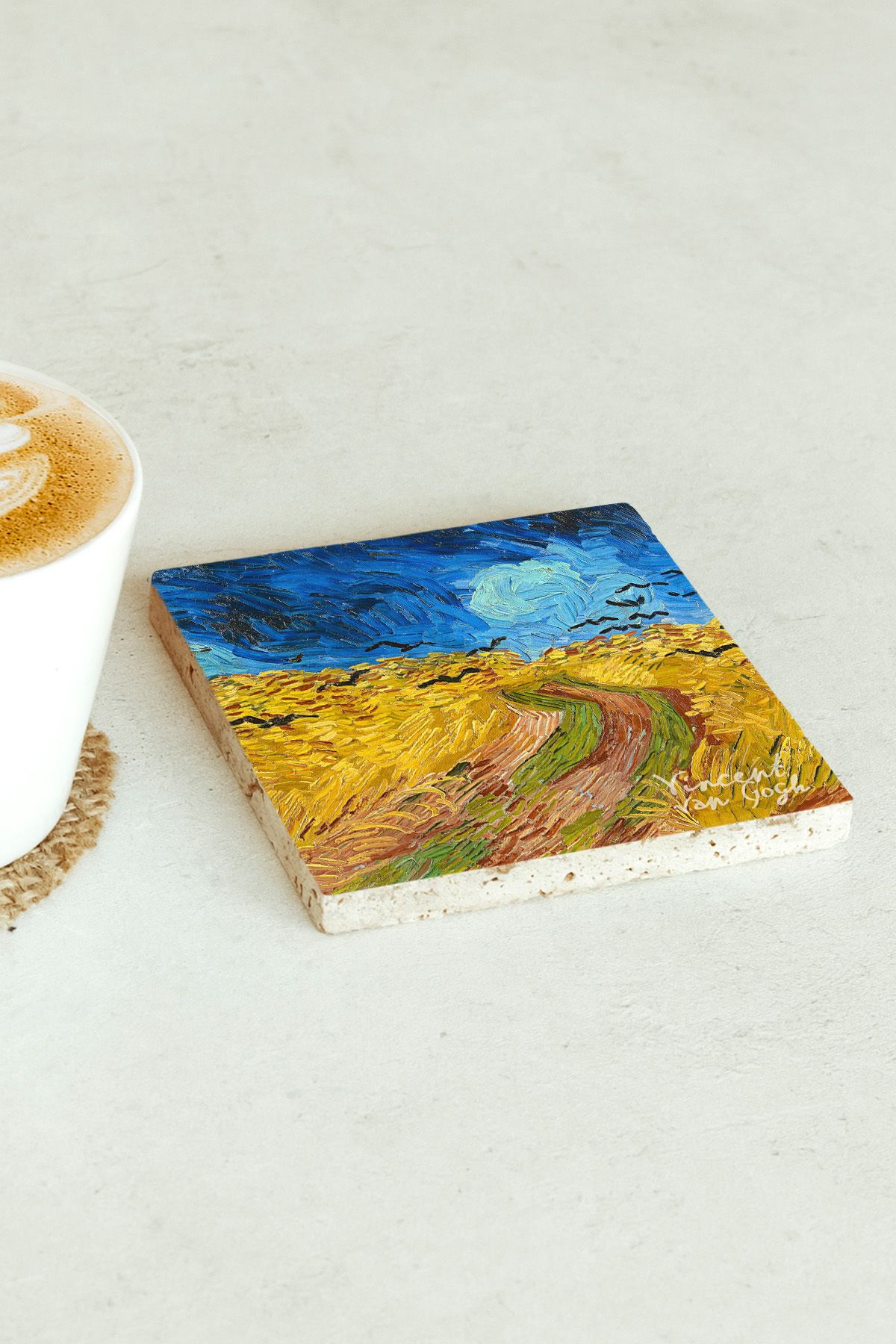 Vincent Van Gogh Serisi Tekli Taş Bardak Altlığı