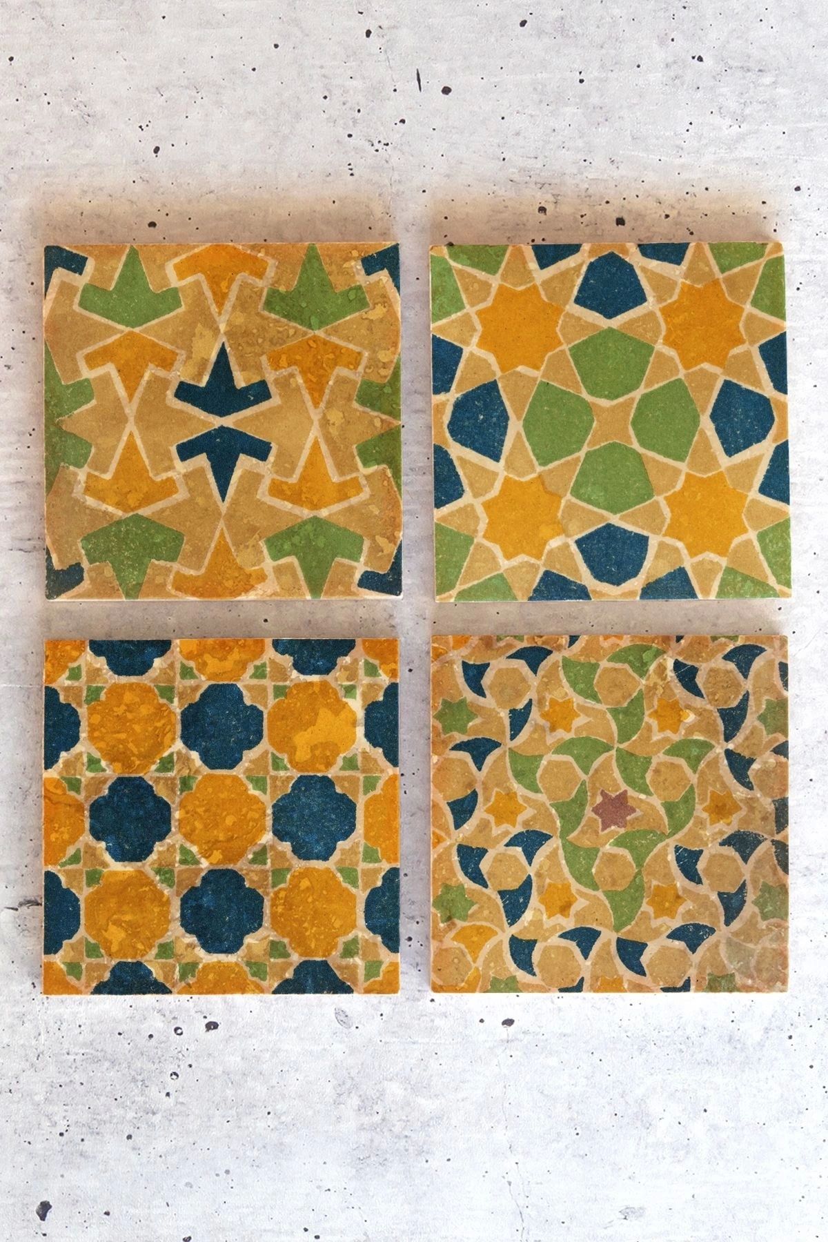 Desenler 4lü Set Taş Bardak Altlığı Desen01