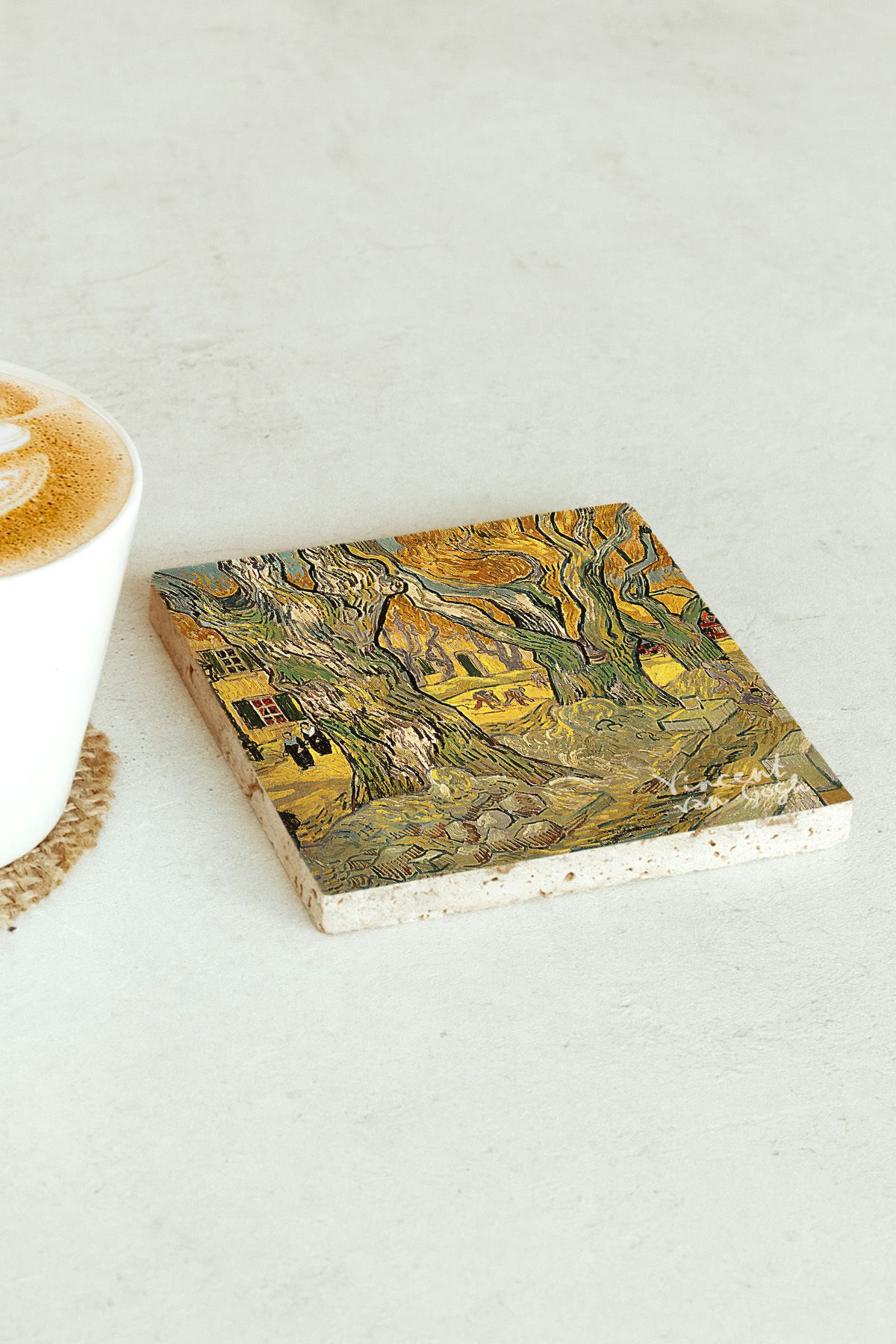 Vincent Van Gogh Serisi Tekli Taş Bardak Altlığı