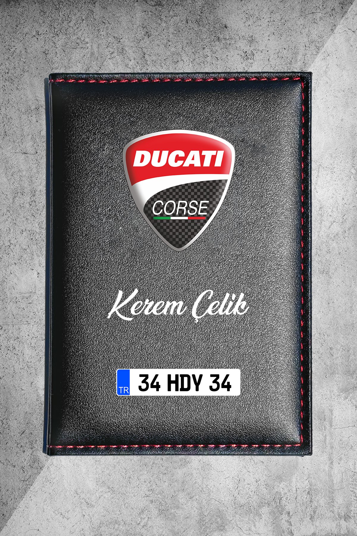 Kişiye Özel Ducati Logolu Termo Deri Ruhsat Kabı