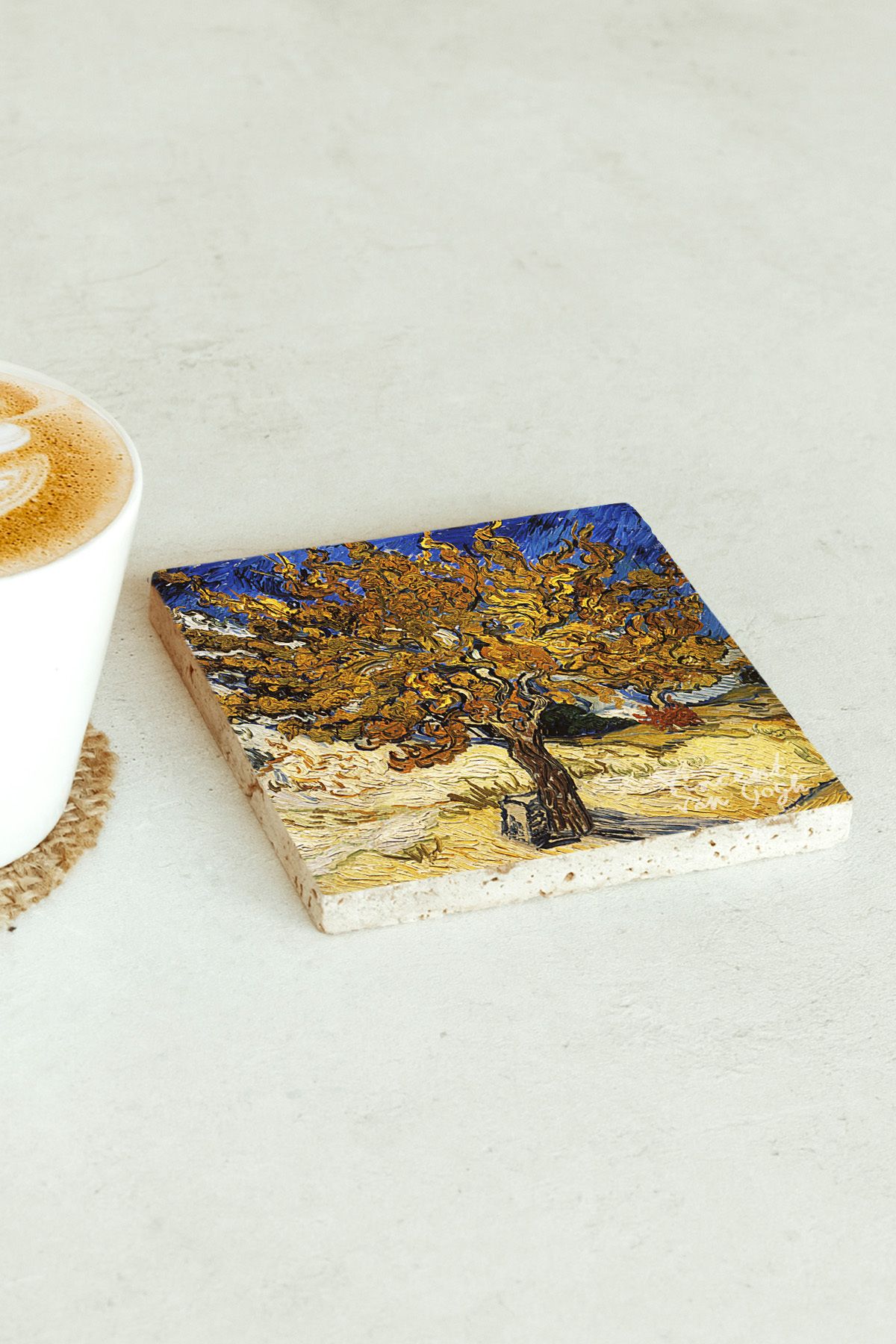 Vincent Van Gogh Serisi Tekli Taş Bardak Altlığı