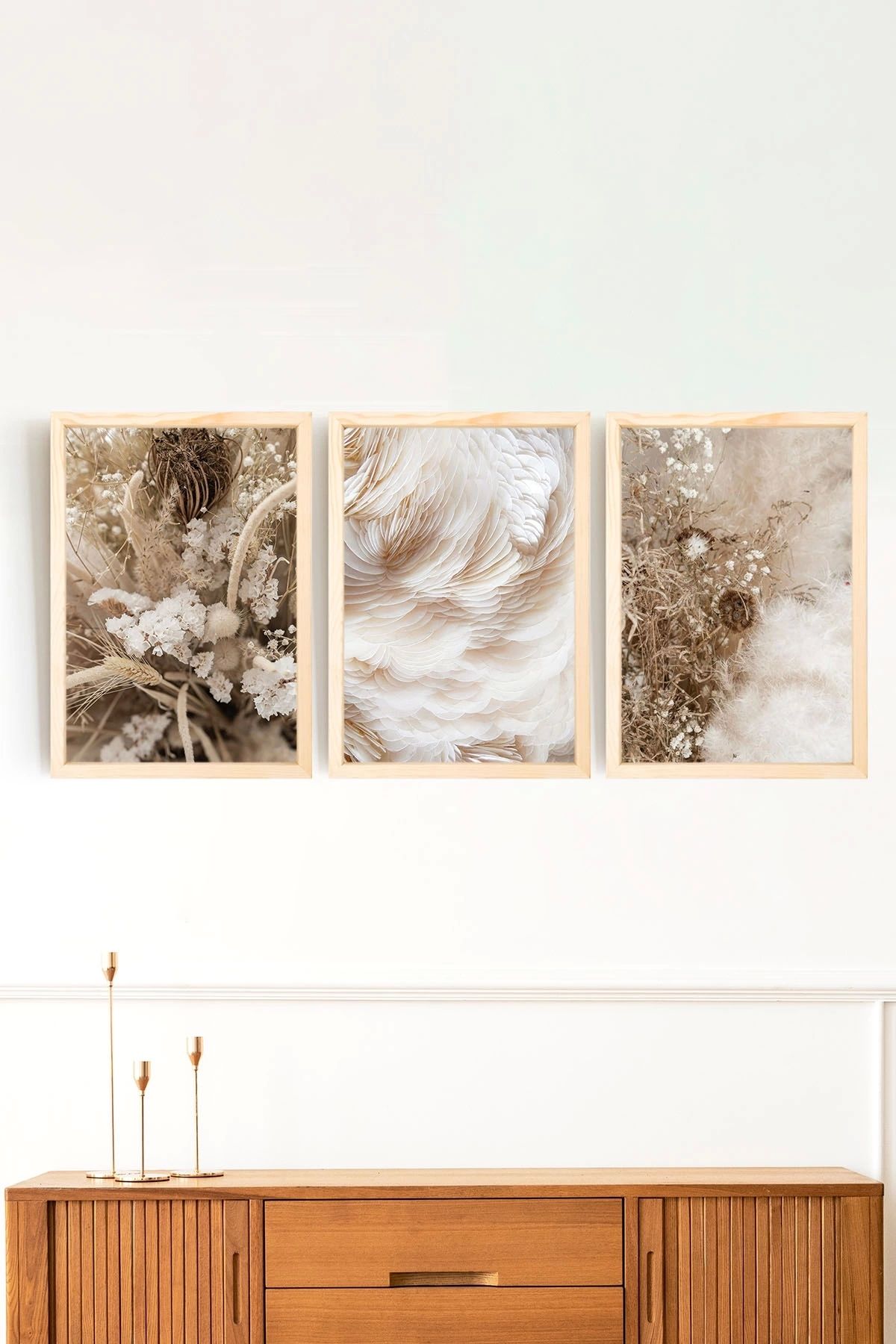 Soyut Doğal Ahşap Çerçeveli Tablo