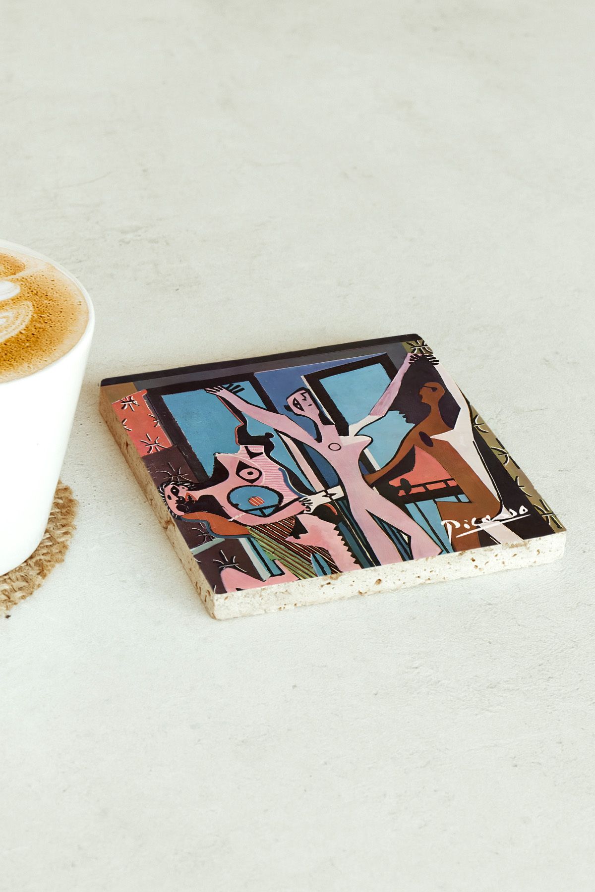 Picasso Serisi Tekli Taş Bardak Altlığı