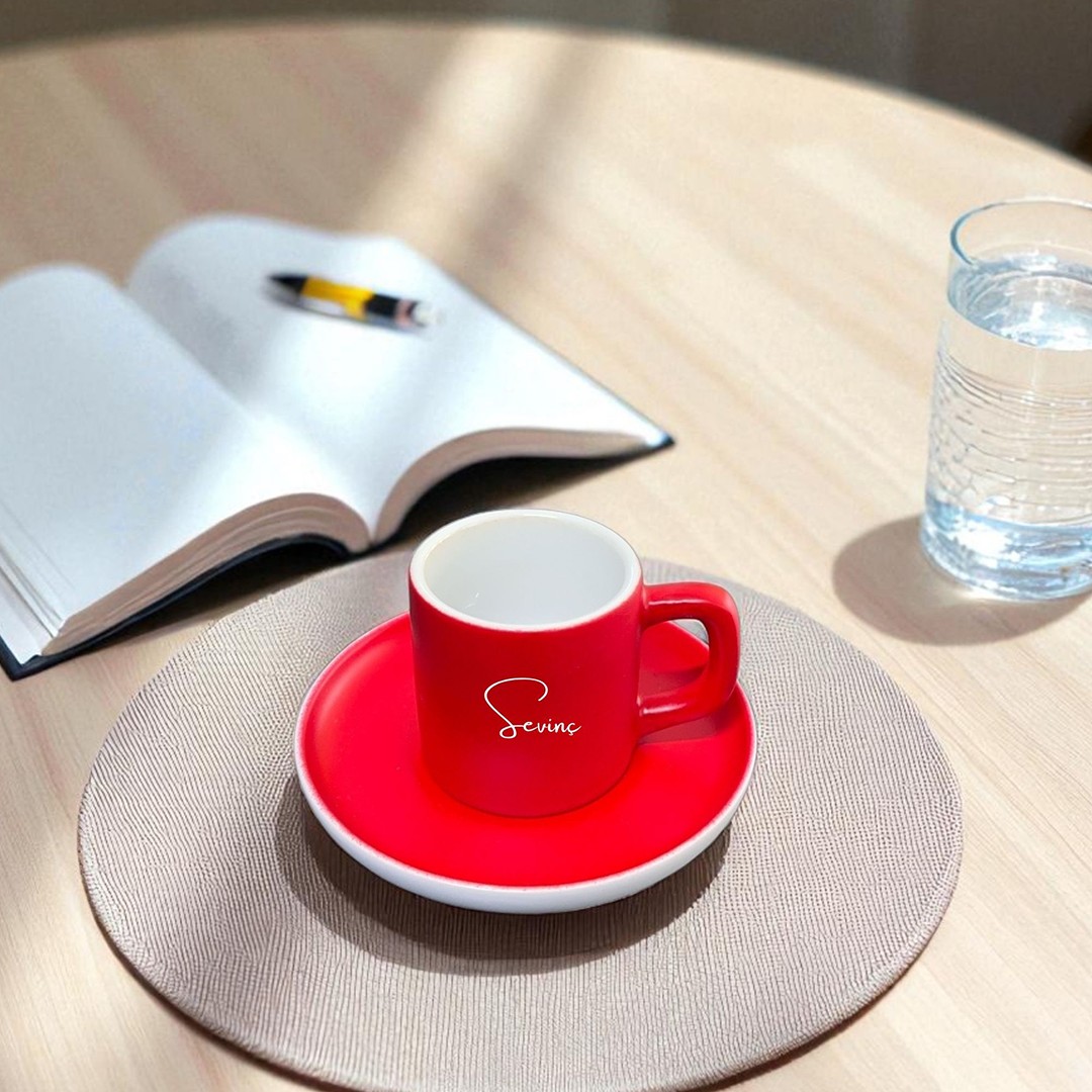 Dot Cup – Ateş Kırmızısı Kişiye Özel Türk Kahvesi Fincanı