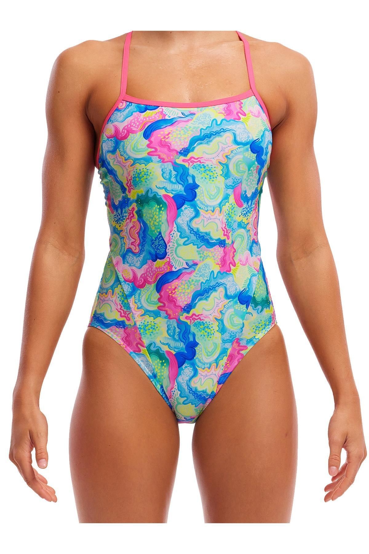 Funkita SS Olive Oily Kadın Yüzme Mayosu – Klor Dayanıklı ve İnce Askılı