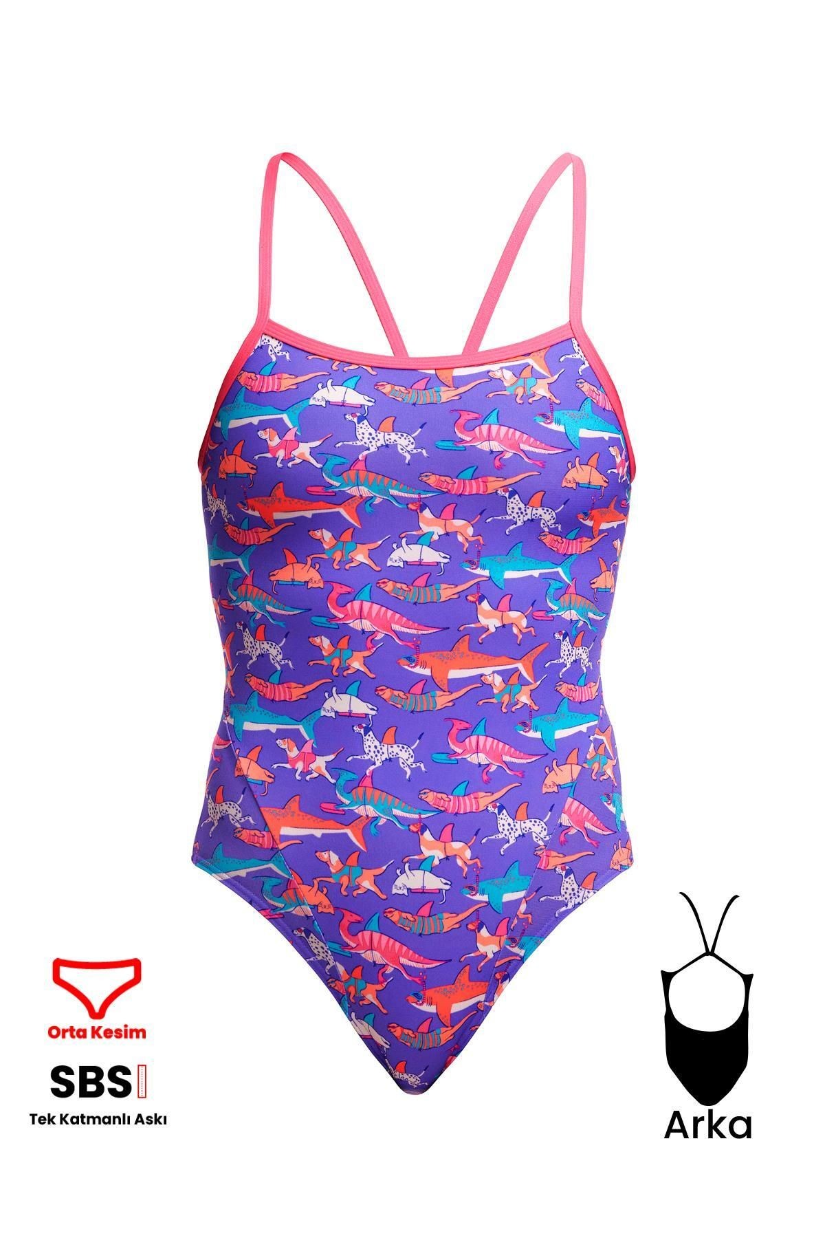 Funkita SS Doggie Paddle Kadın Antrenman Mayo, İnce Askılı