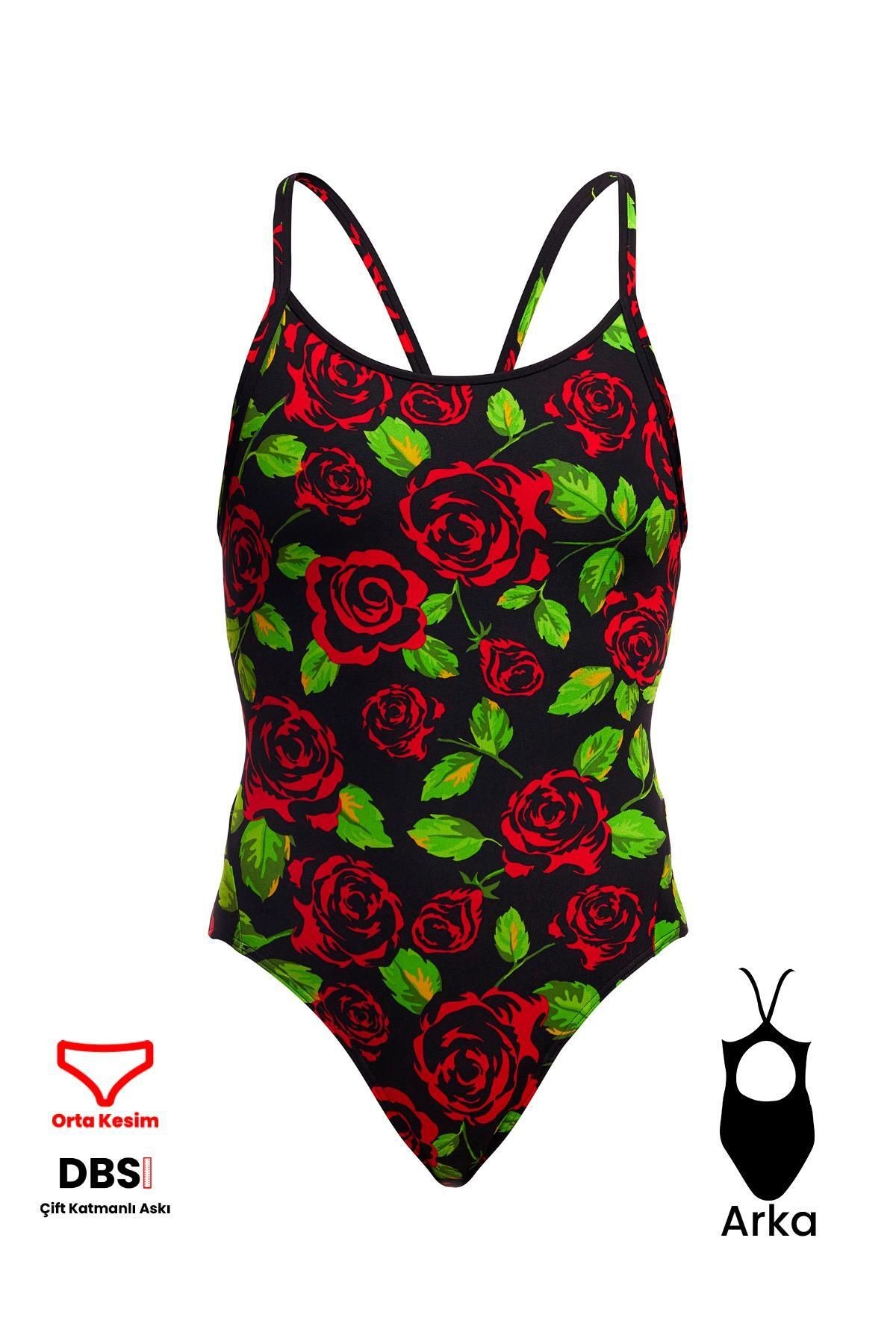 Funkita DB Black Rose Kadın Antrenman Mayo, Elmas Sırt